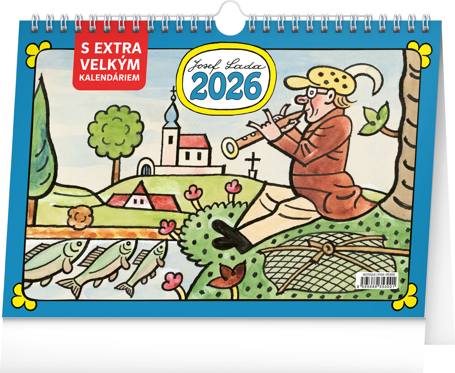 Stolní kalendář Josef Lada s extra velkým kalendáriem 2026, 30x21 cm