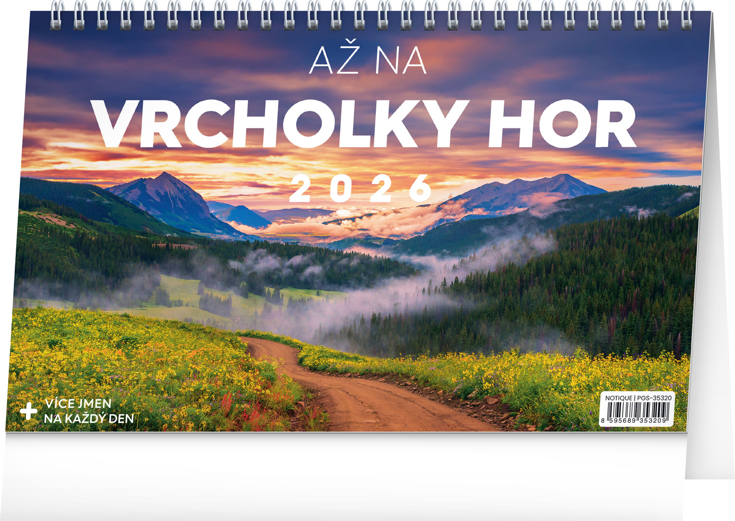 Stolní kalendář Až na vrcholky hor 2026, 23,1x14,5 cm