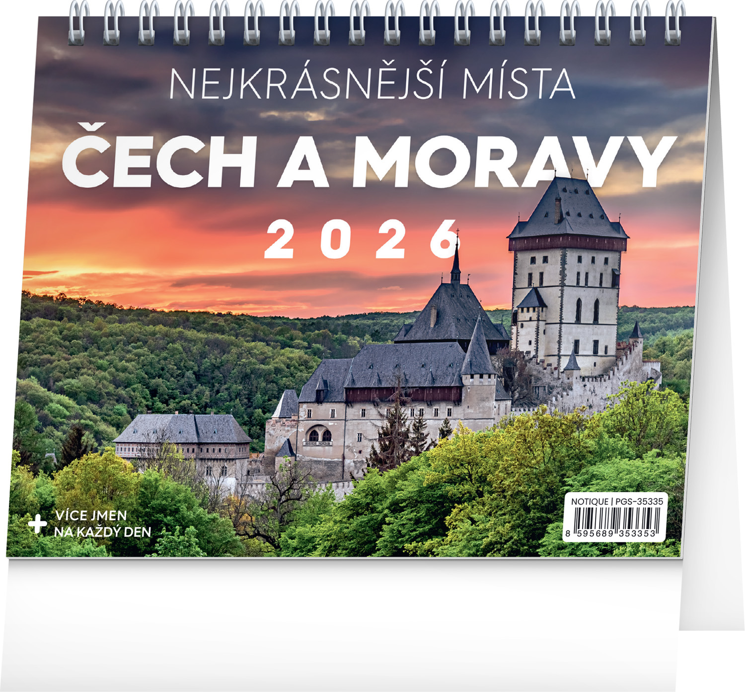 Stolní kalendář Nejkrásnější místa Čech a Moravy 2026, 16,5x13 cm
