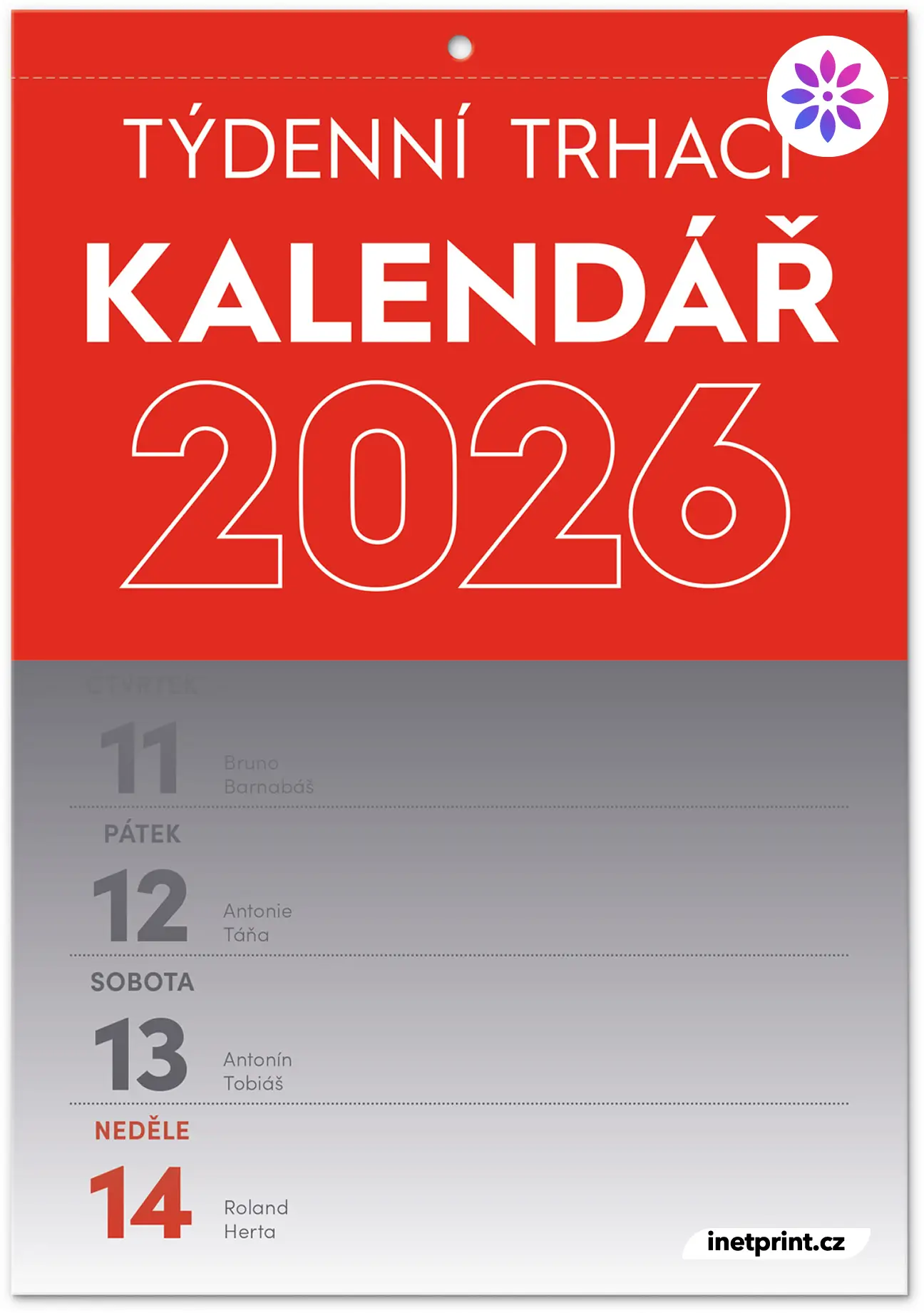 Nástěnný kalendář Trhací týdenní 2026, A5