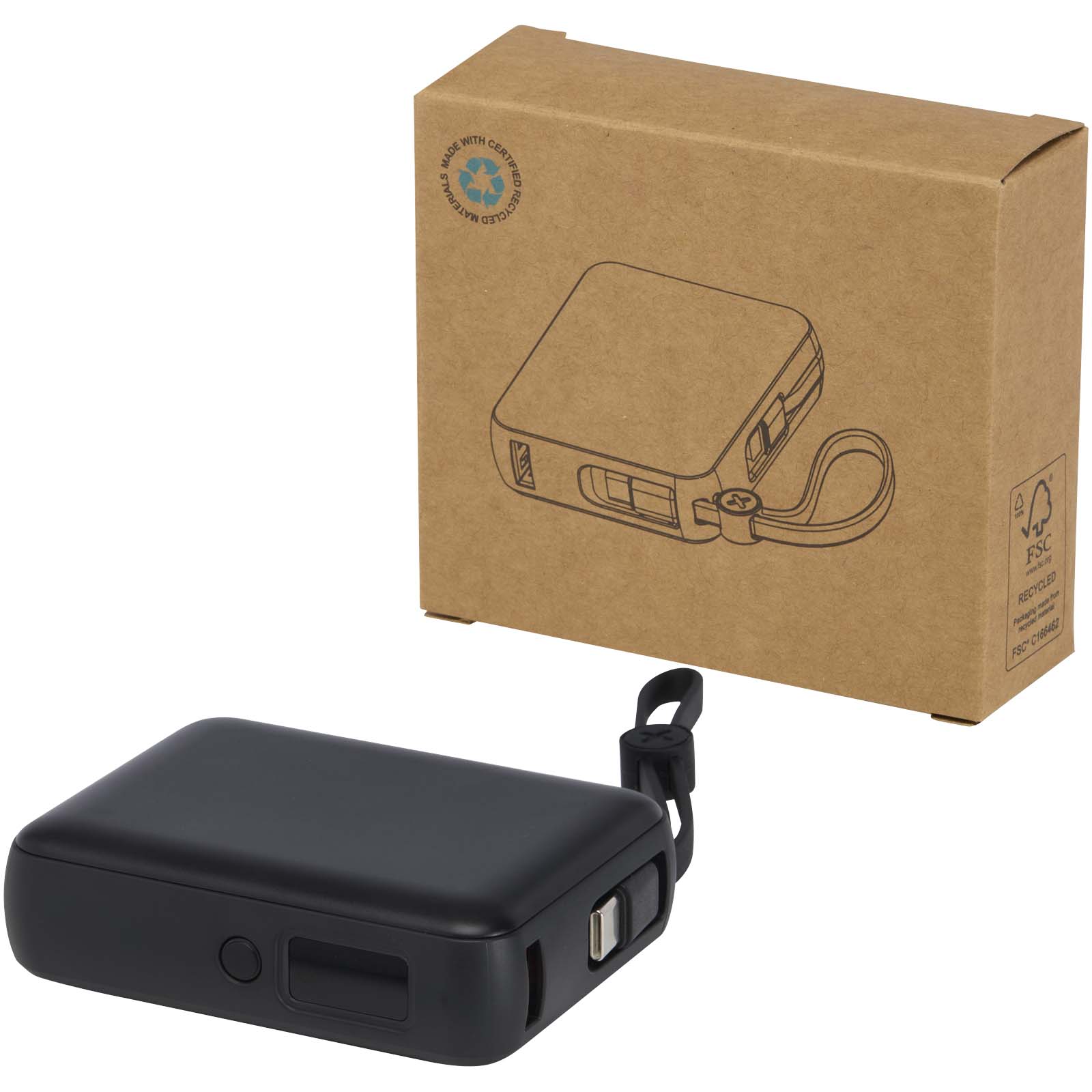 Powerbanka Unbranded Acrux powerbanka 10 000 mAh 35W pro tablet s integrovaným kabelem typu C – vyrobeno z recyklovaného plastu