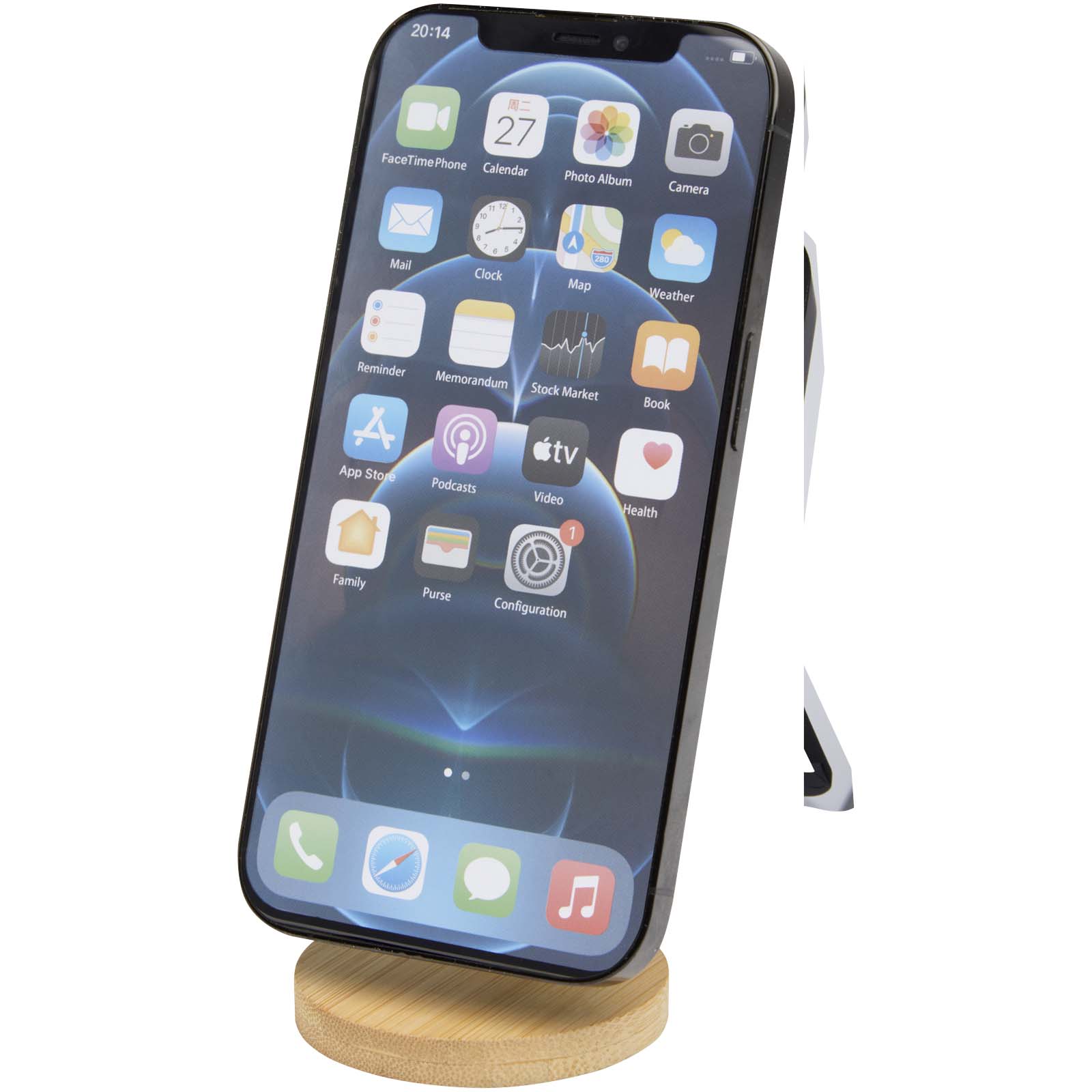 Stojánek na stůl Unbranded Alcor skládací magnetický stojánek na telefon z recyklovaného plastu s bambusovými detaily