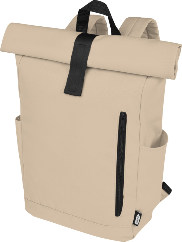 Batoh s rolovacím uzávěrem Byron s prostorem na 15,6palcový notebook, 18 l - Oatmeal