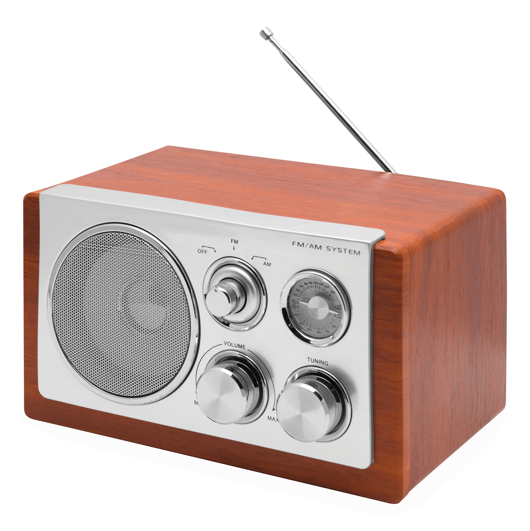 AM/FM rádiopřehrávač CLASSIC - hnědá / stříbrná