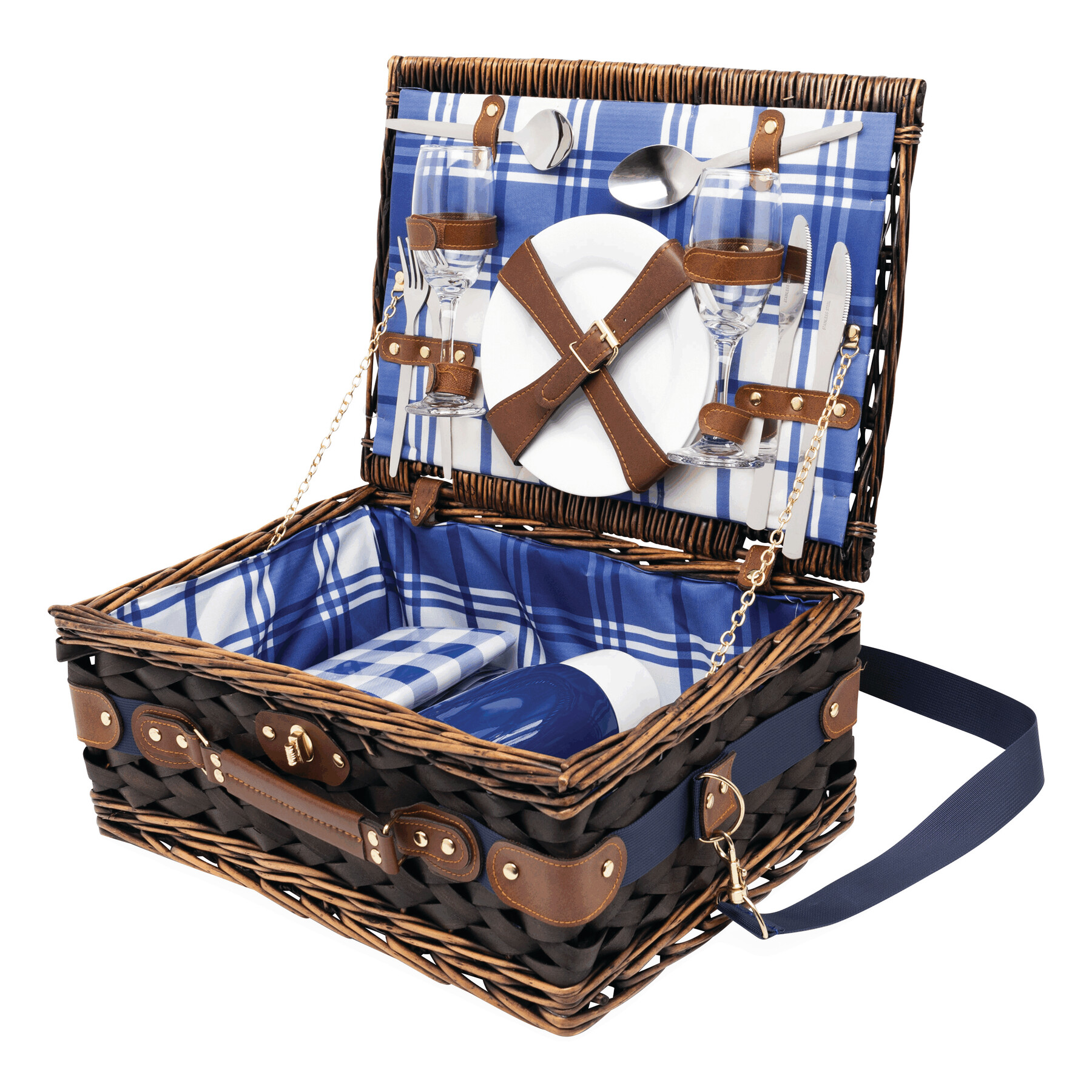 Piknikový koš CENTRAL PARK - bílá / modrá Piknikový koš CENTRAL PARK - bílá / modrá