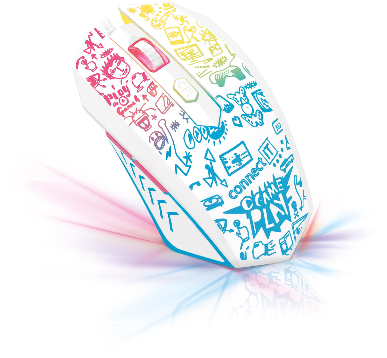 CONNECT IT DOODLE WHITE Limited Edition herní myš - Bílá