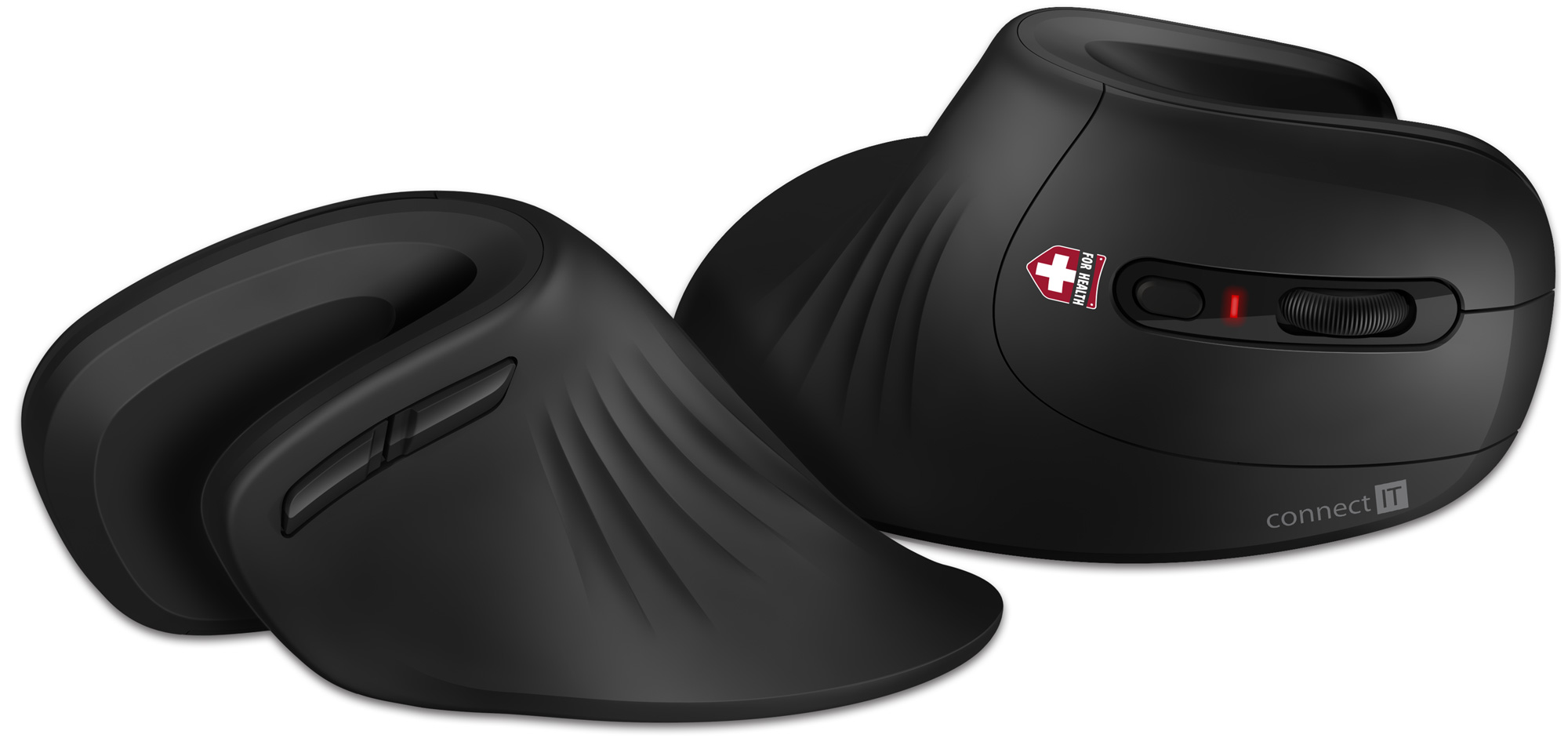 CONNECT IT FOR HEALTH ErgoMax ergonomická vertikální myš, (+ 1x AA baterie zdarma), bezdrátová - Černá