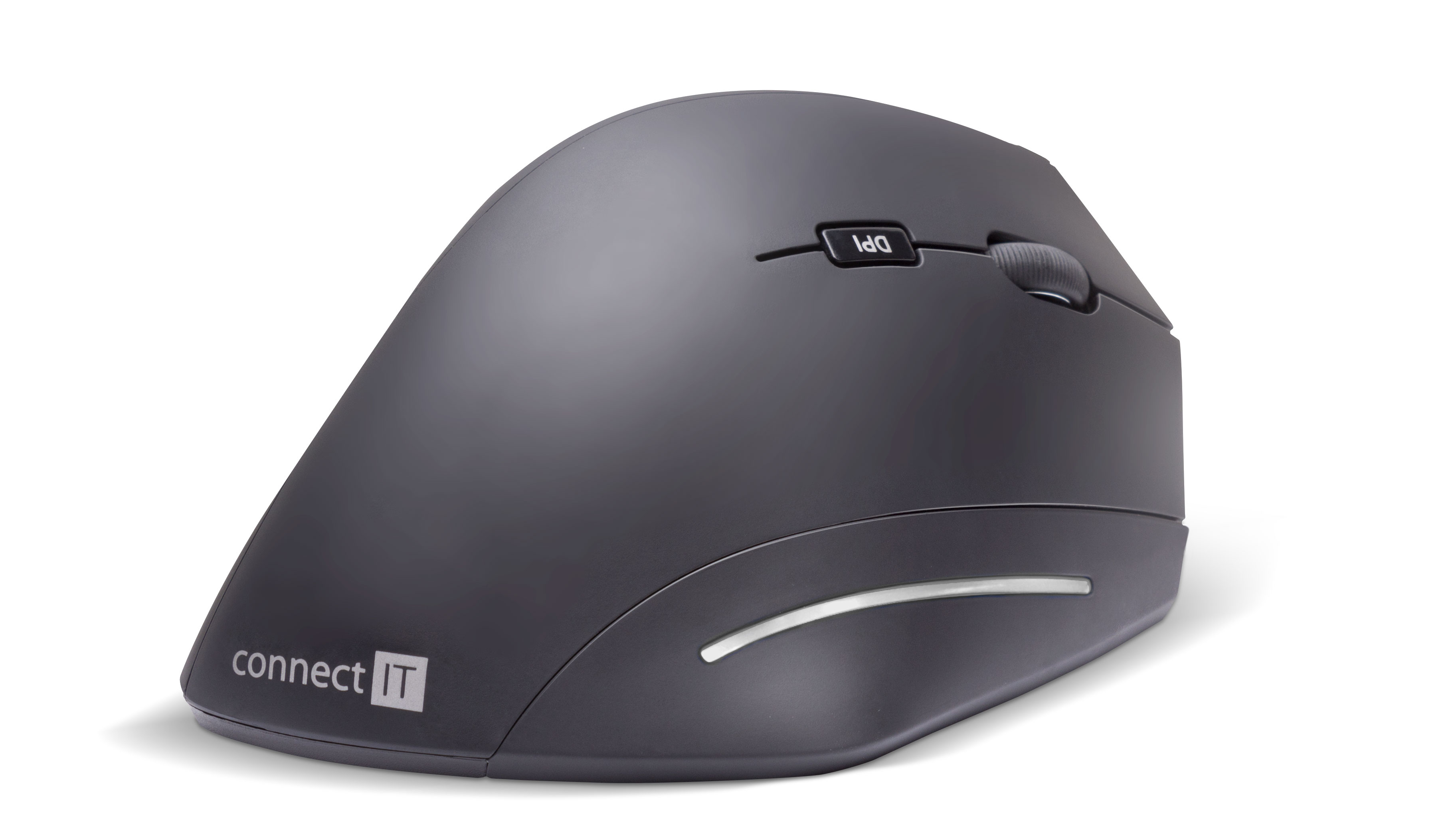 CONNECT IT FOR HEALTH Verti Wireless ergonomická vertikální myš, (+ 2x AAA baterie zdarma), bezdrátová - Černá