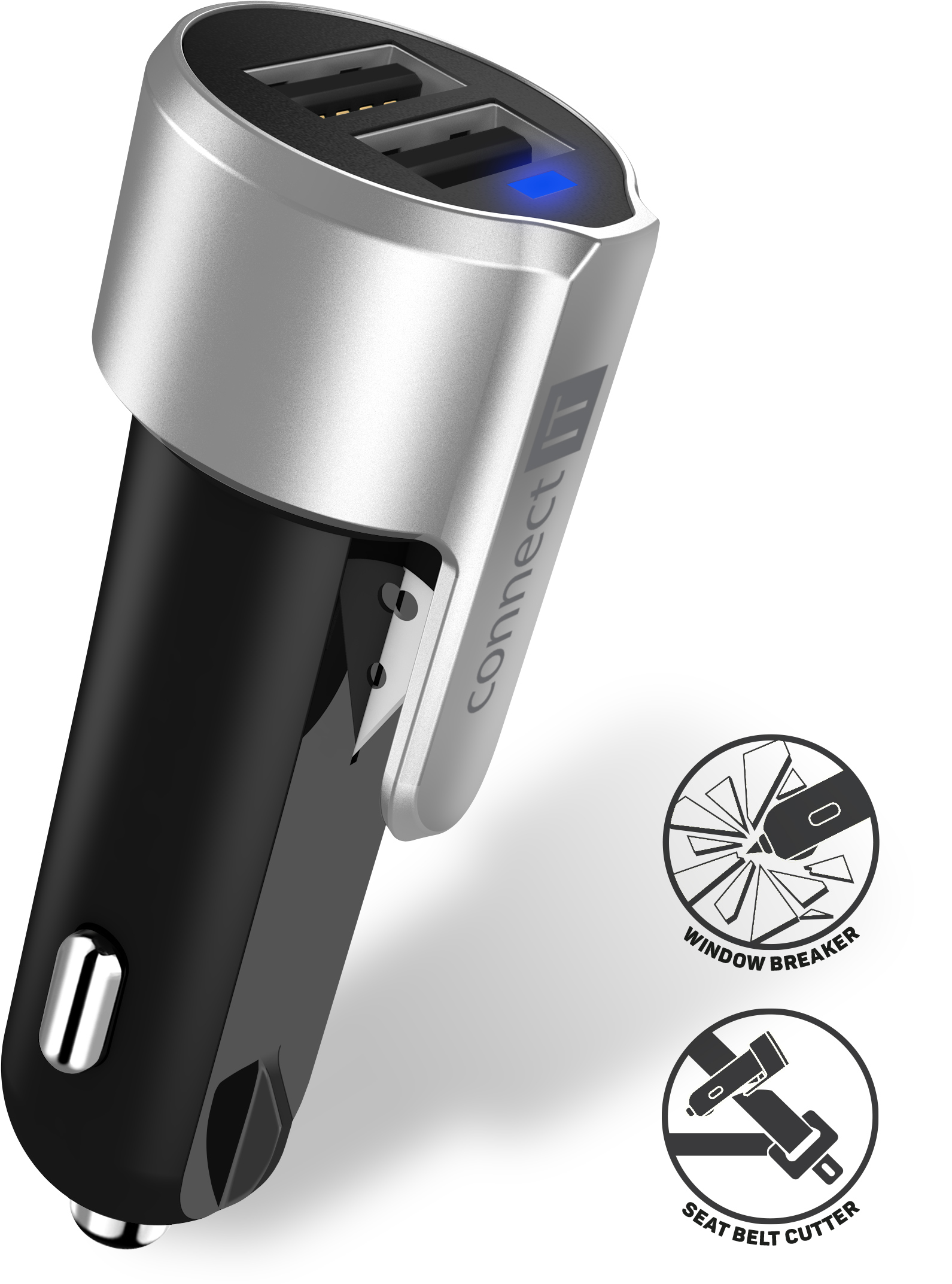 CONNECT IT Emergency Car Charger záchranářská nabíječka do auta - Stříbrná