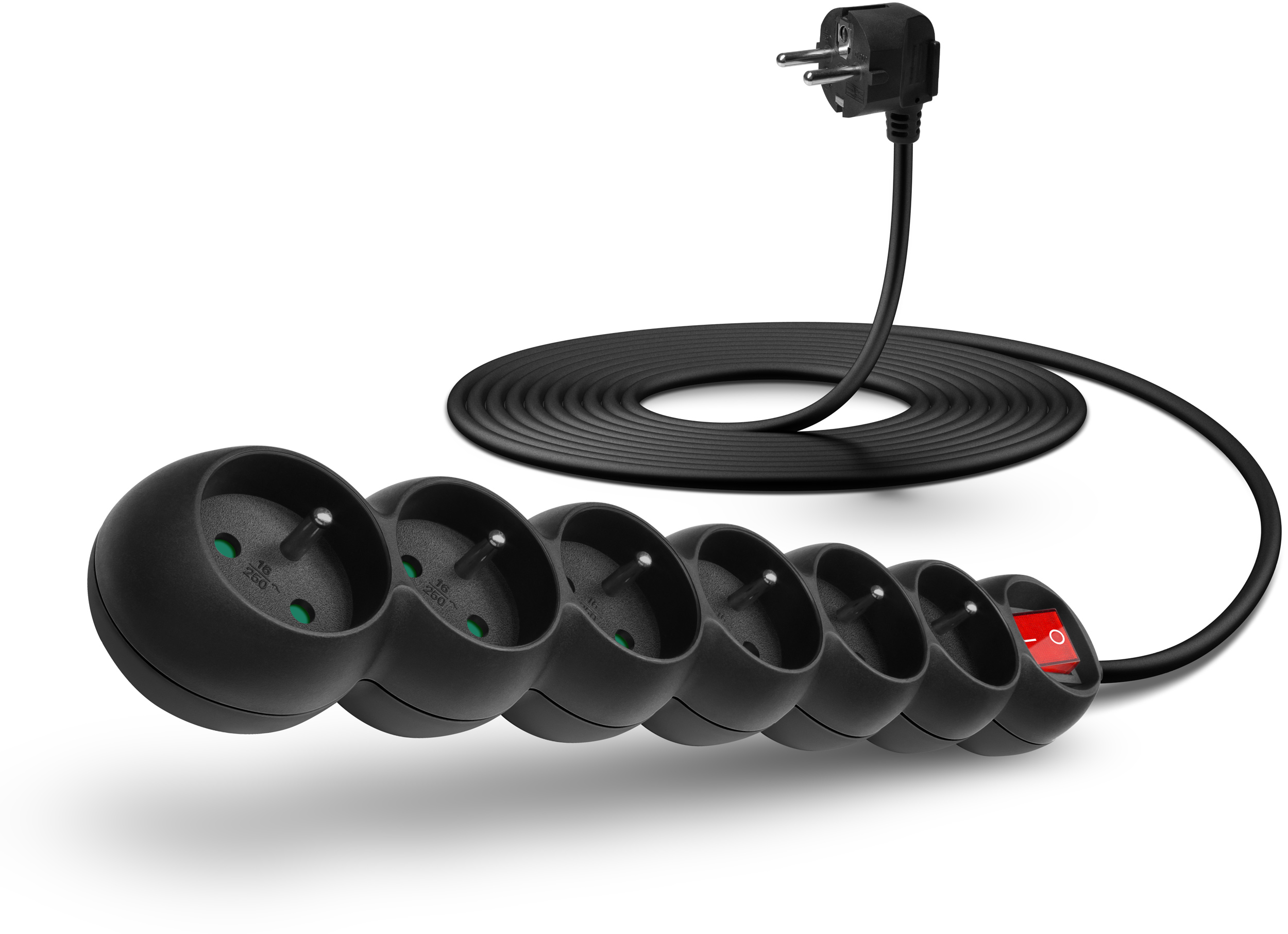 CONNECT IT prodlužovací kabel 230 V, 6 zásuvek, 5 m, s vypínačem - Černá