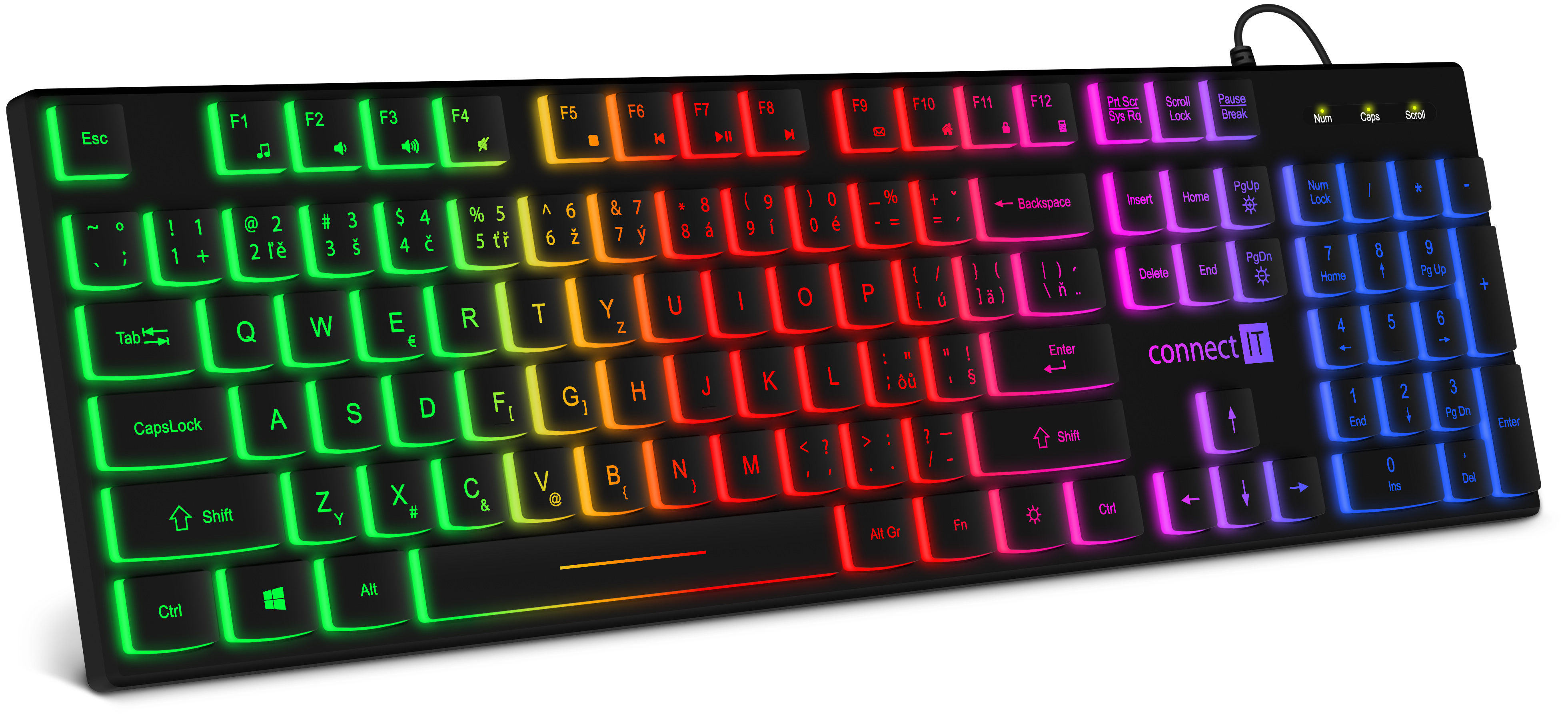 CONNECT IT Chocolate RNBW kancelářská podsvícená klávesnice (CZ + SK verze) - Černá