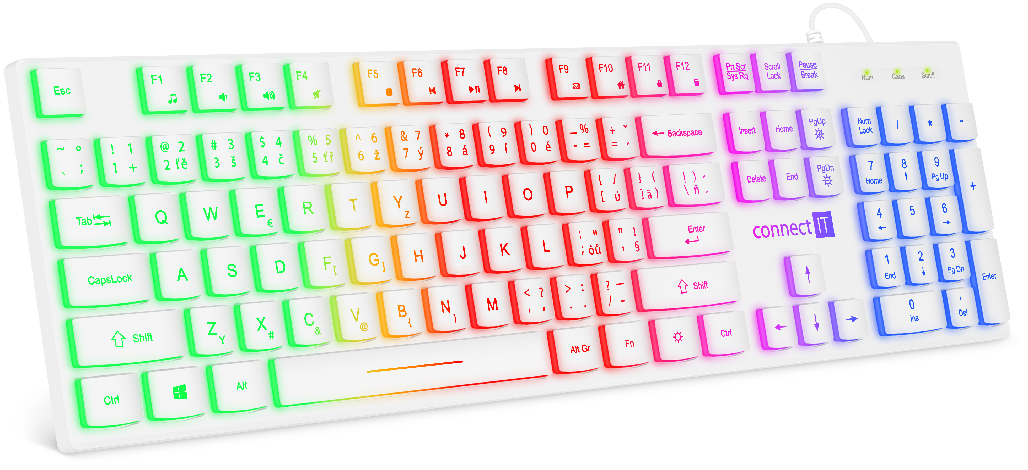 CONNECT IT Chocolate RNBW kancelářská podsvícená klávesnice (CZ + SK verze) - Bílá