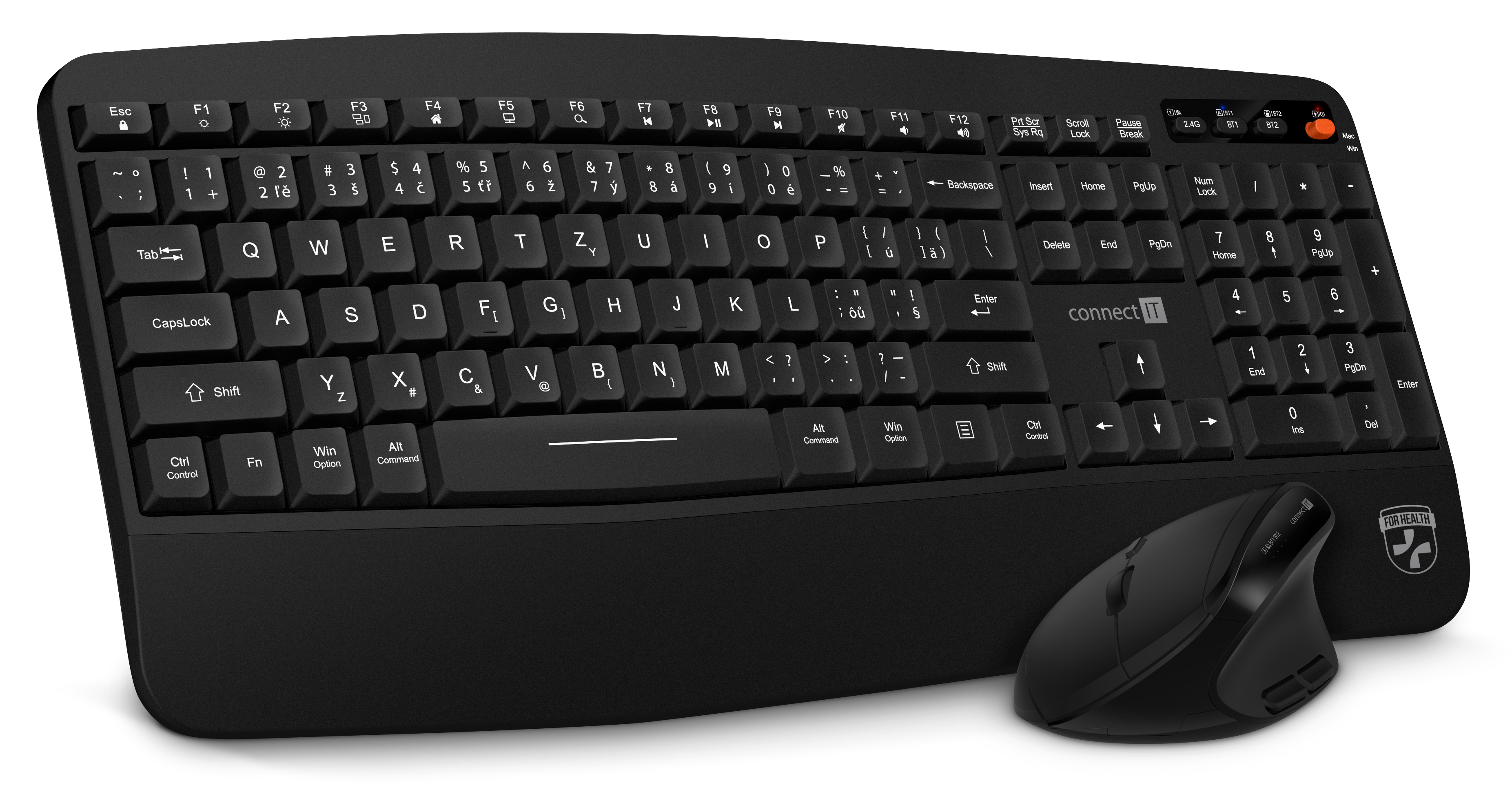 CONNECT IT For Health Wireless Combo bezdrátová černá klávesnice + myš - Černá