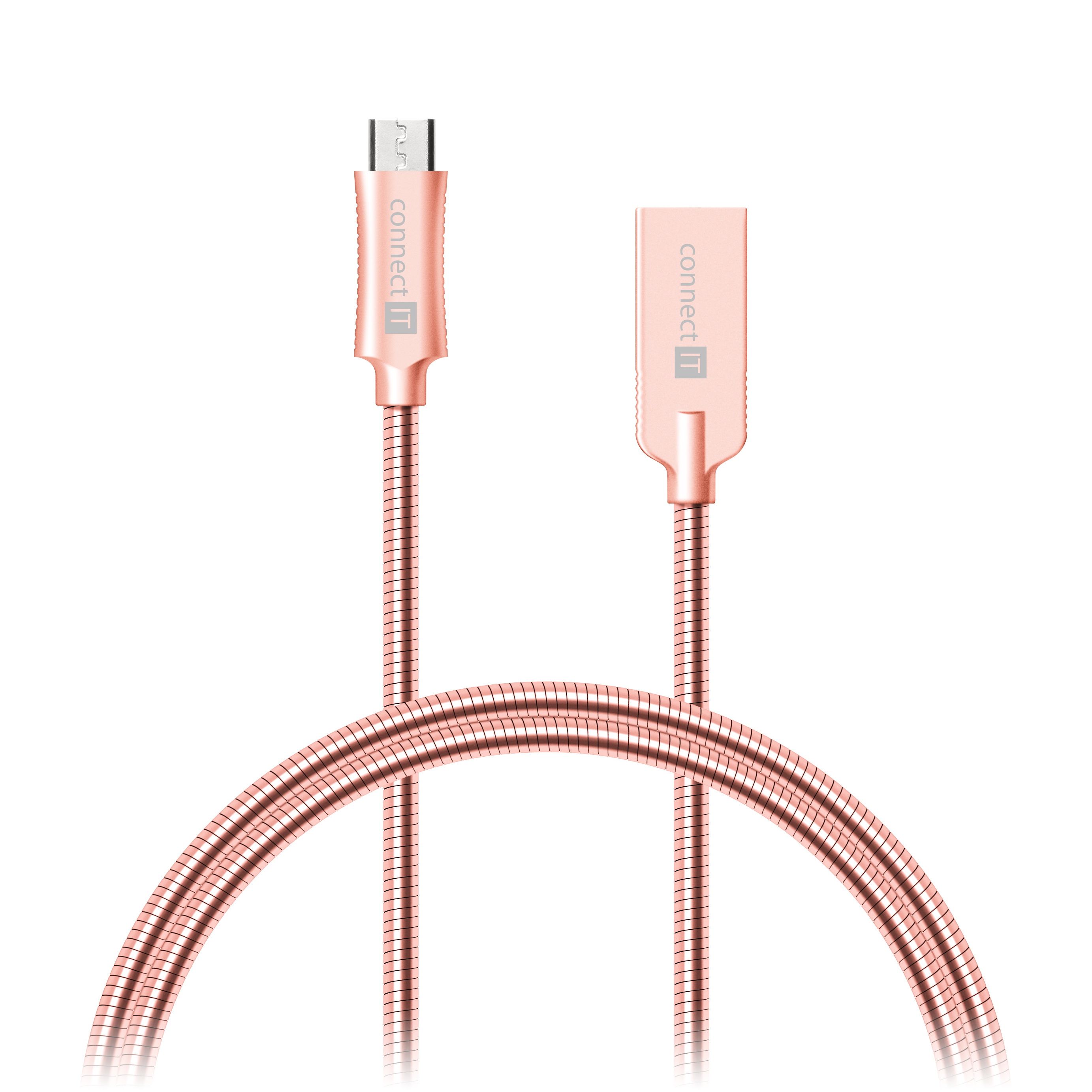 CONNECT IT Wirez Steel Knight Micro USB - USB, metallic, 1 m - Rose Gold