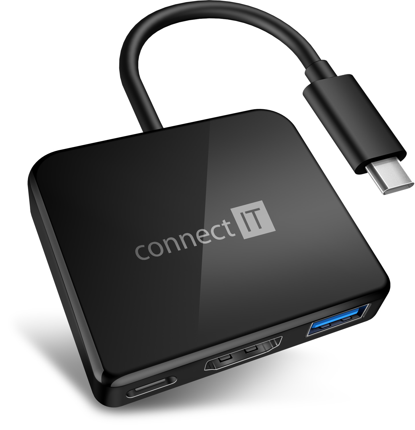 CONNECT IT USB-C hub, 3v1 (USB-C,USB-A,HDMI), externí - Černá