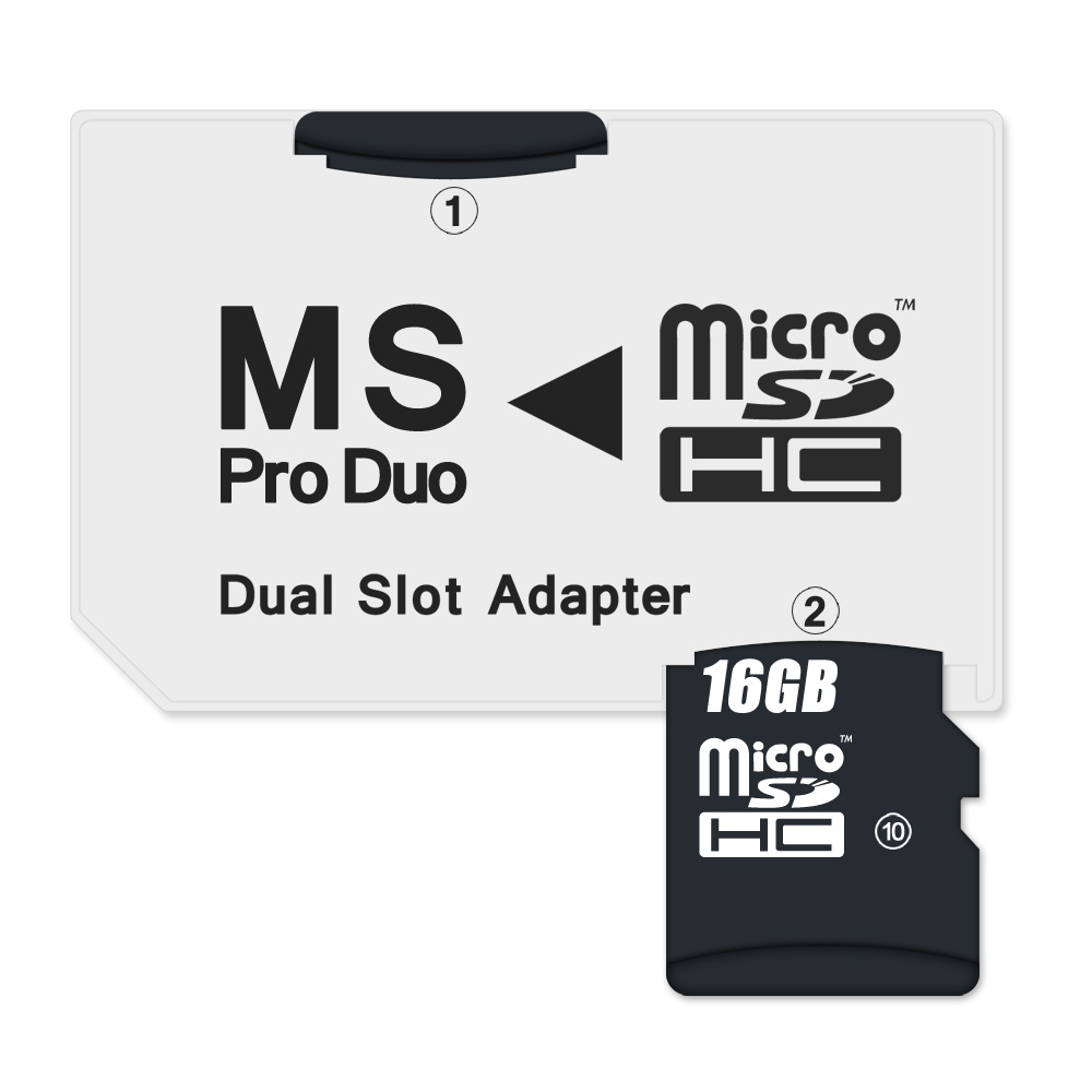 CONNECT IT Adaptér MS PRO DUO 2x Micro SDHC DUAL SLOT - Černá a bílá