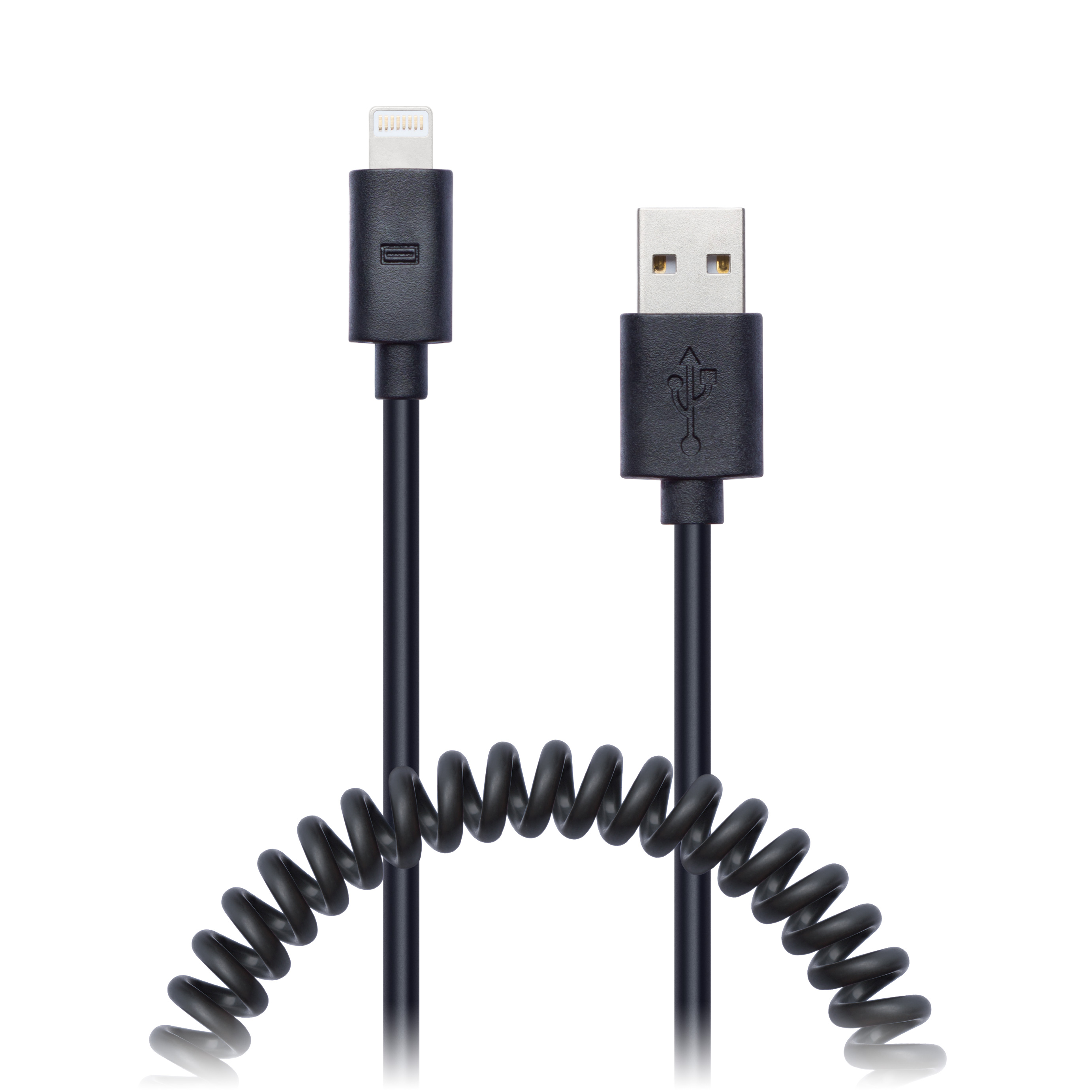 CONNECT IT Wirez Apple Lightning - USB spirálový flexibilní kabel, 1,2 m - Černá