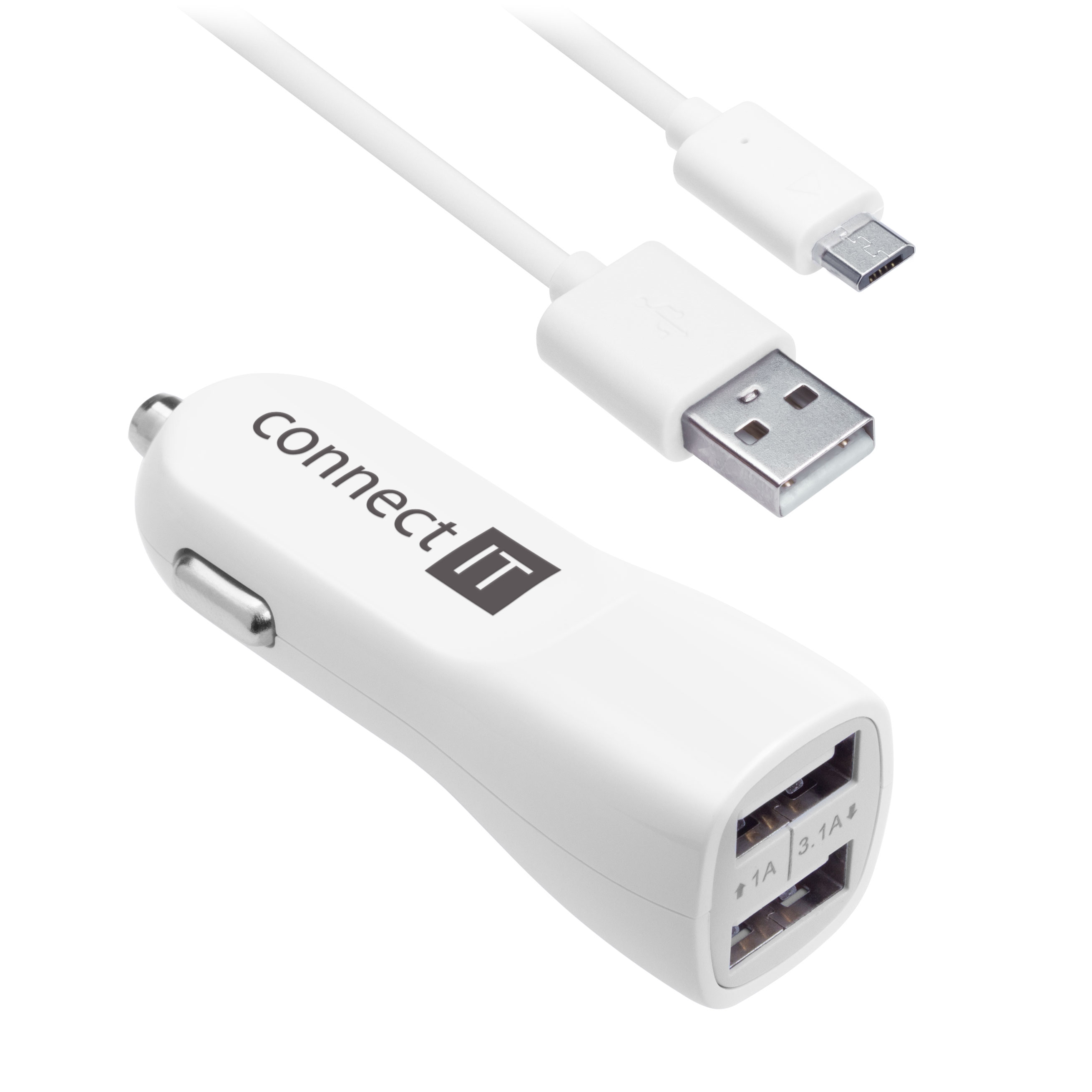 CONNECT IT InCarz PREMIUM nabíječka do auta 2xUSB 3.1A+1A - Bílá