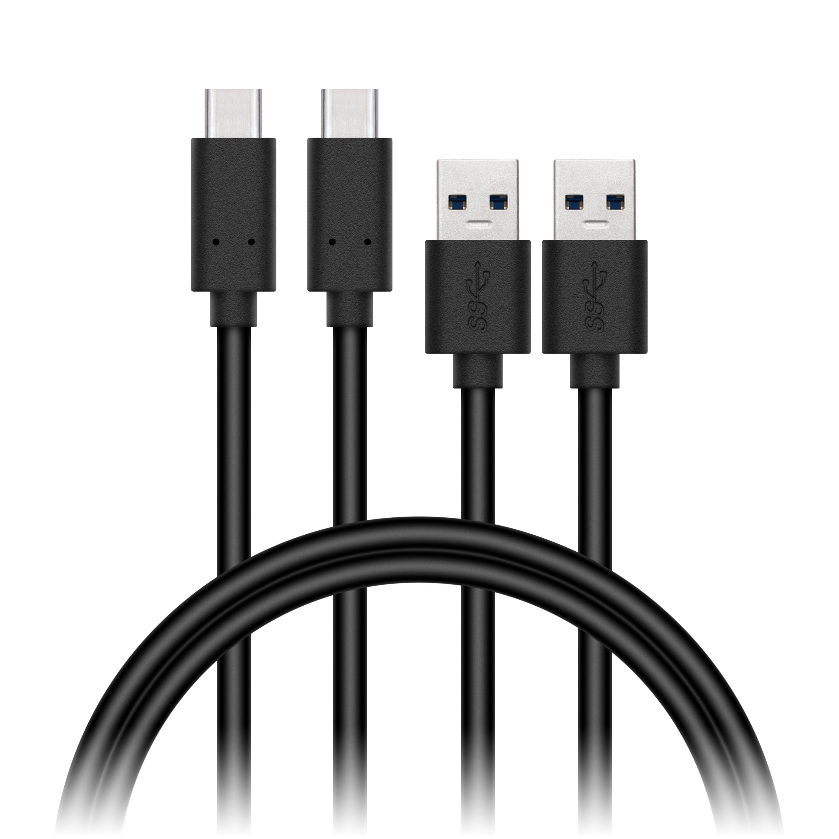 CONNECT IT Wirez USB-C (Type C) -> USB-A, USB 3.1 Gen 1, 1 m (2 ks v balení) - Černá