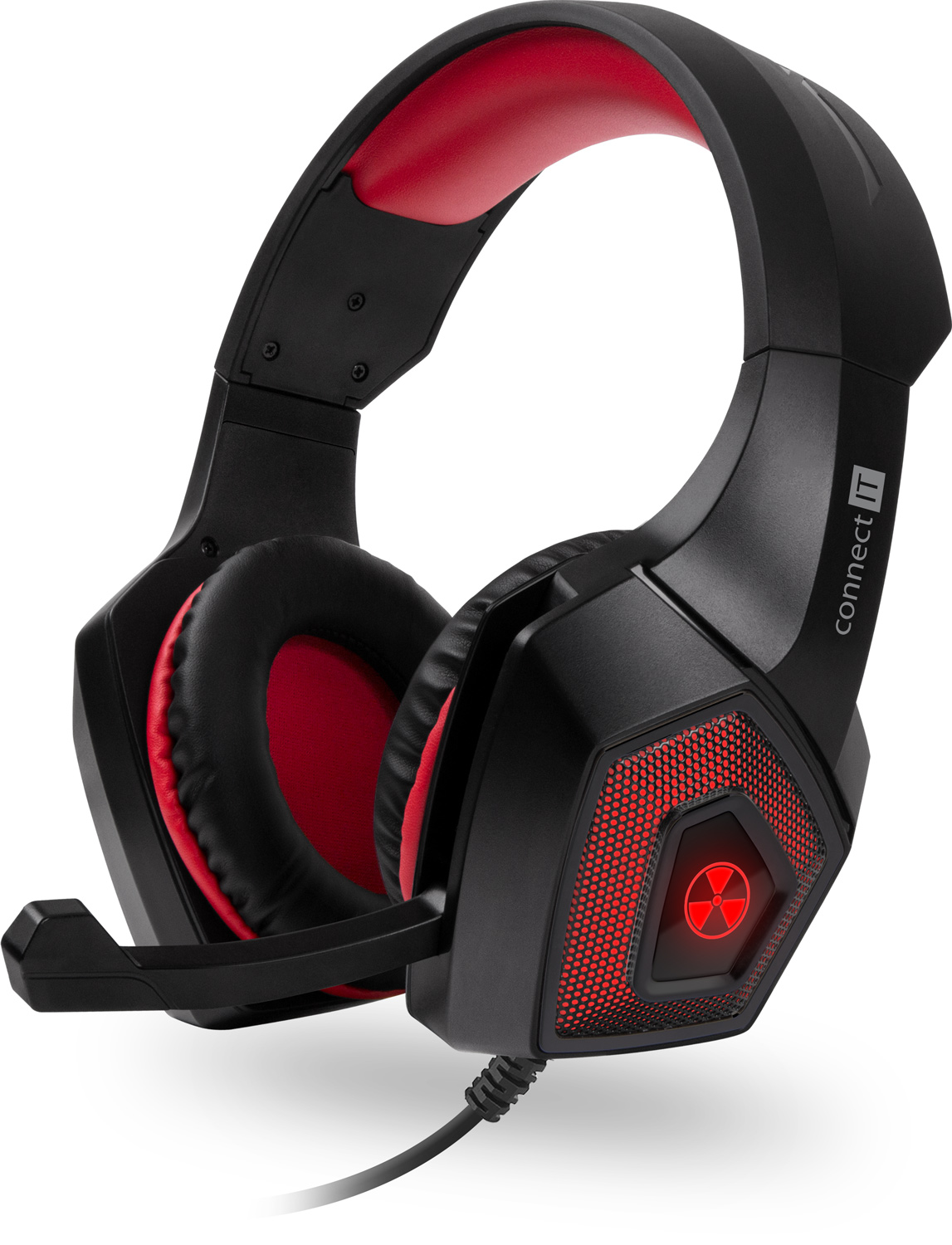 CONNECT IT BATTLE RNBW Ed. 2 herní sluchátka s mikrofonem, 2xJack+USB - Červená
