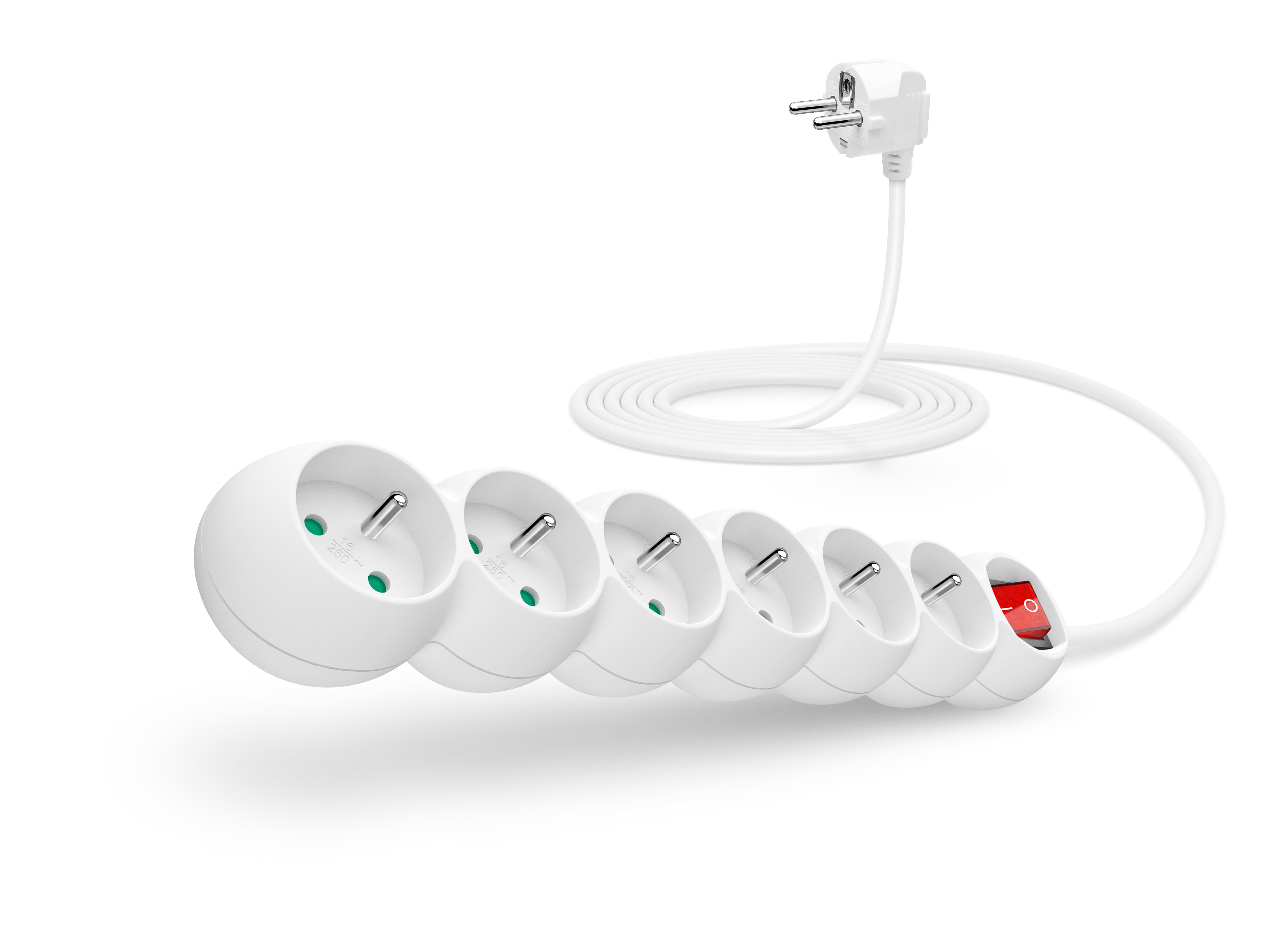 CONNECT IT prodlužovací kabel 230 V, 6 zásuvek, 3 m, s vypínačem - Bílá