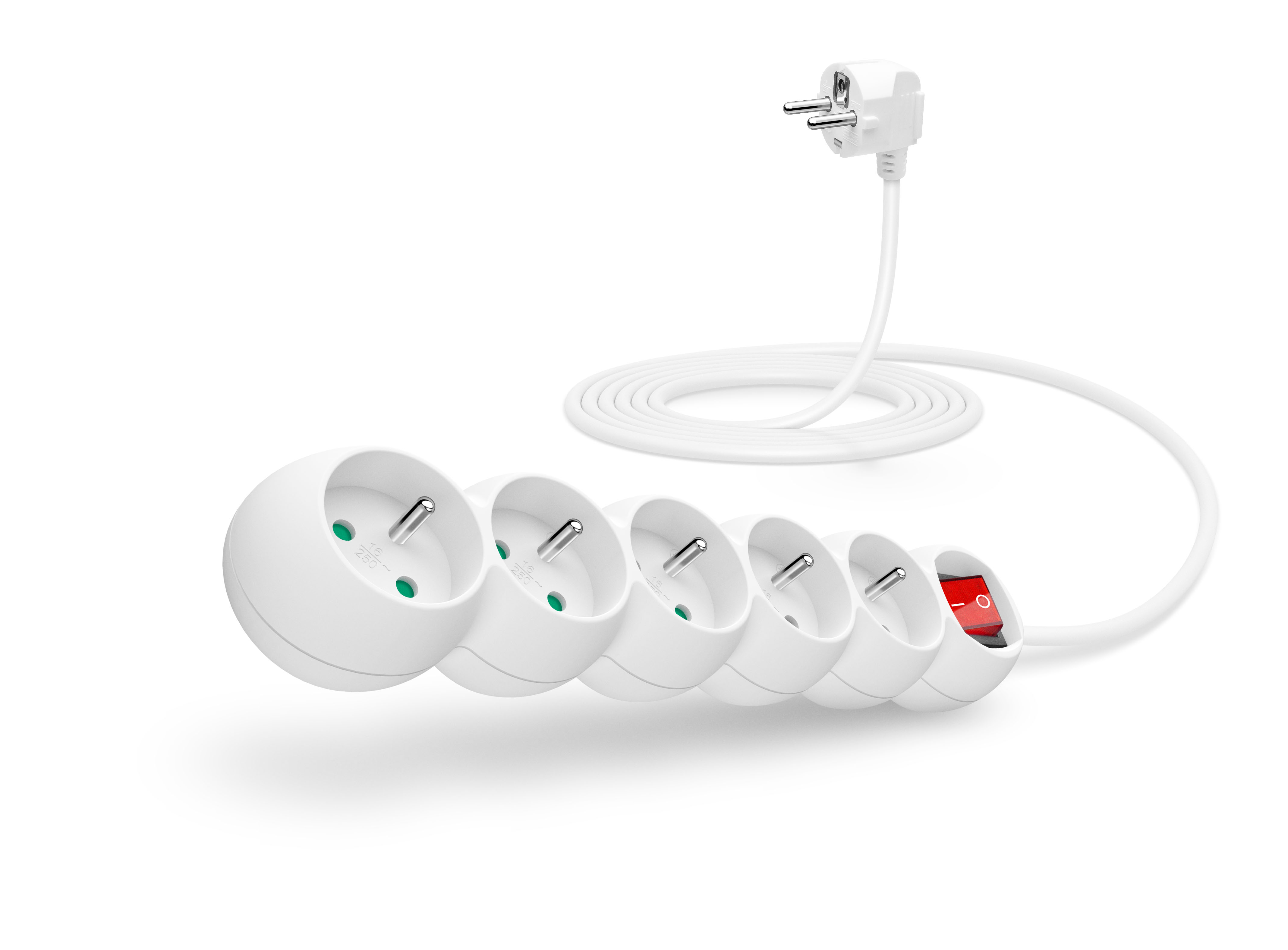 CONNECT IT prodlužovací kabel 230 V, 5 zásuvek, 3 m, s vypínačem - Bílá