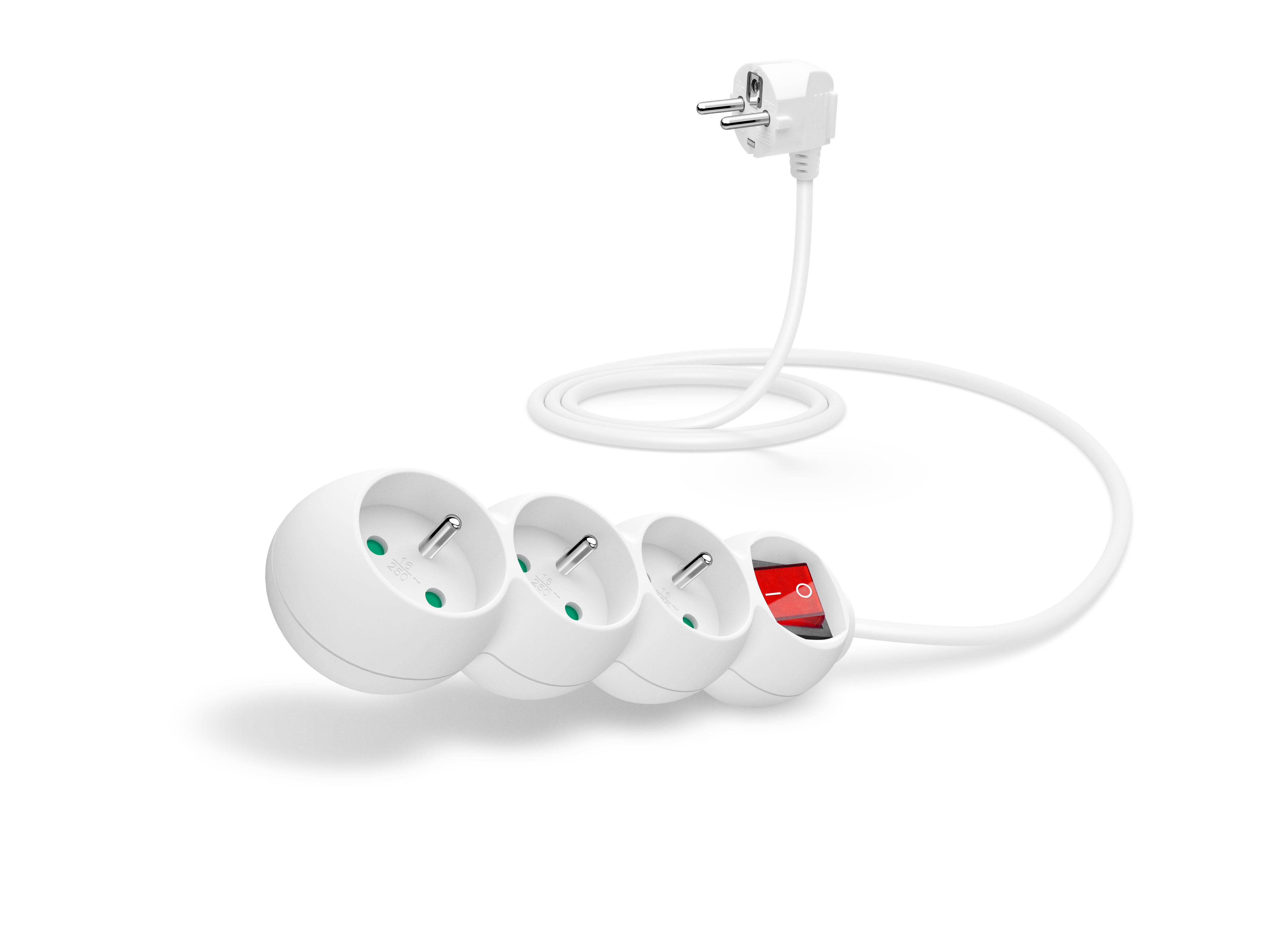 CONNECT IT prodlužovací kabel 230 V, 3 zásuvky, 1,5 m, s vypínačem - Bílá