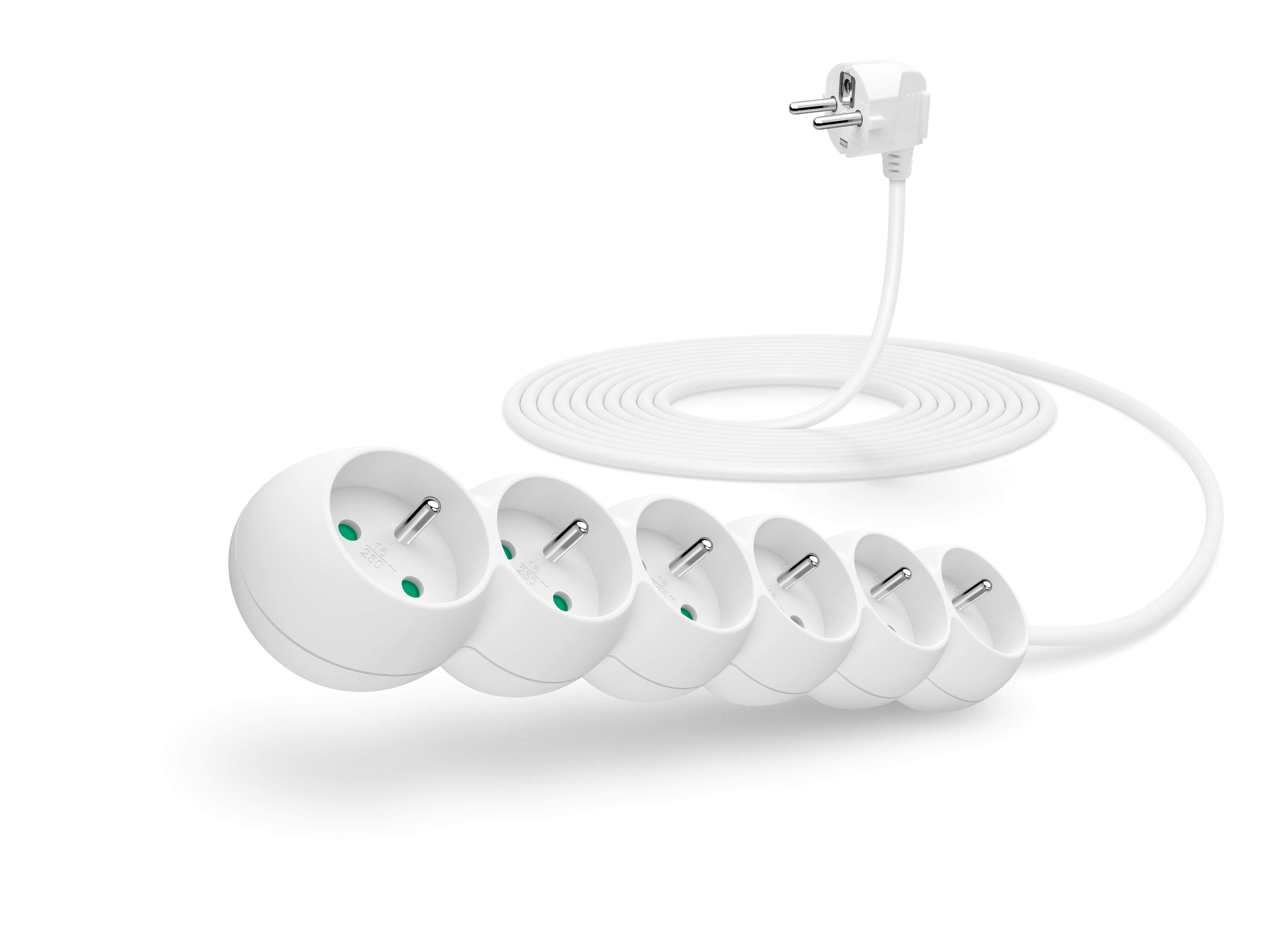 CONNECT IT prodlužovací kabel 230 V, 6 zásuvek, 5 m, bez vypínače - Bílá