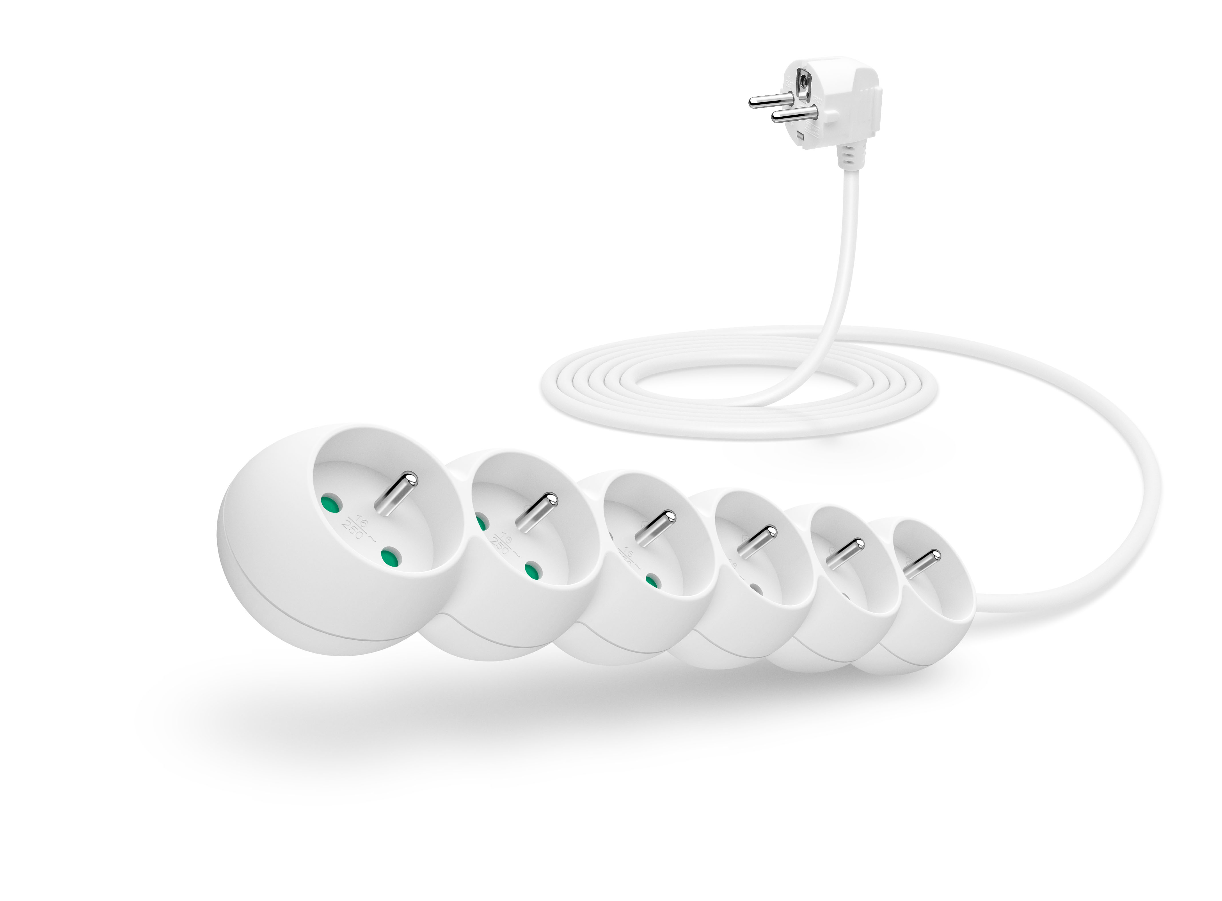 CONNECT IT prodlužovací kabel 230 V, 6 zásuvek, 3 m, bez vypínače - Bílá