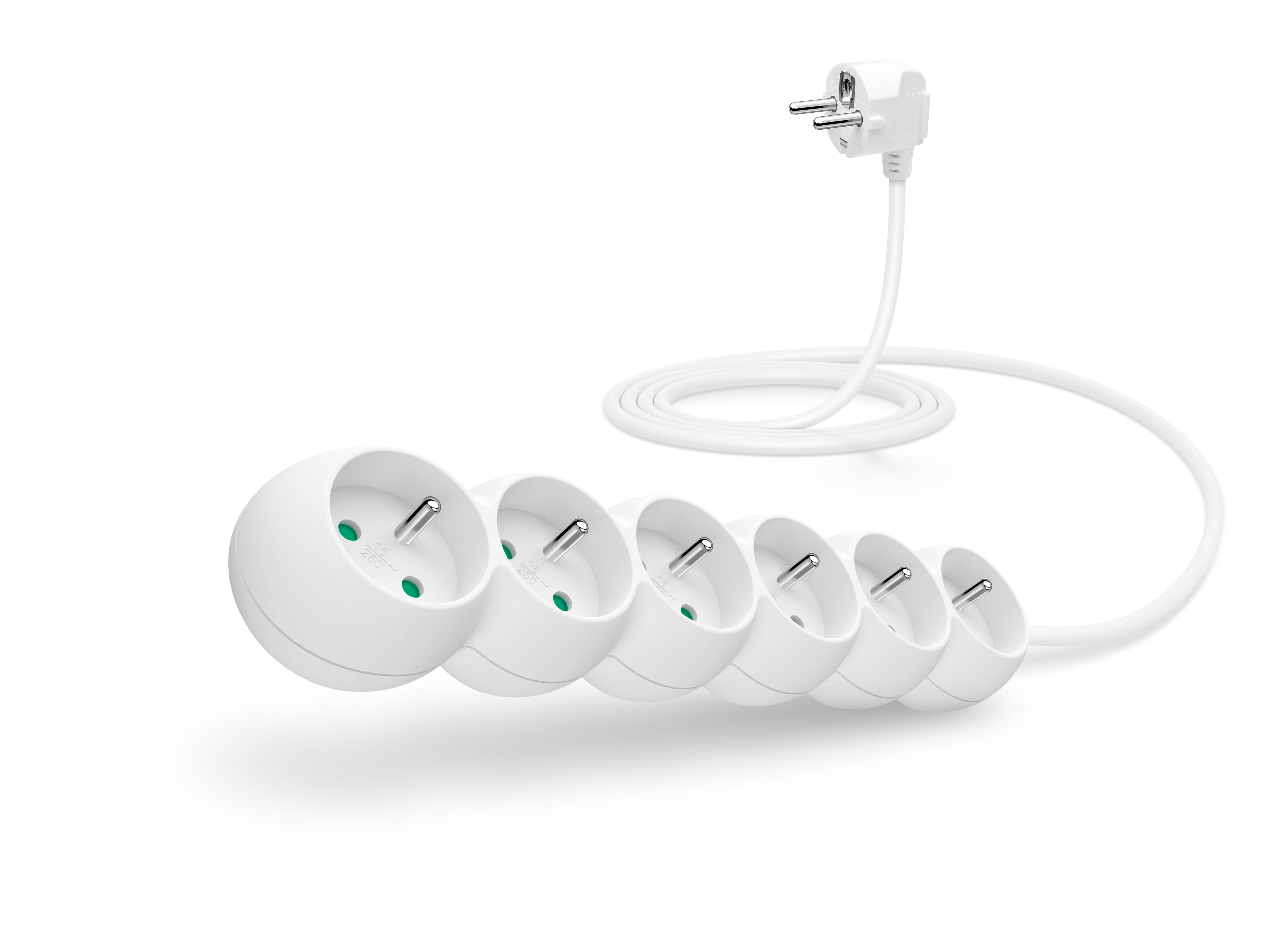 CONNECT IT prodlužovací kabel 230 V, 6 zásuvek, 2 m, bez vypínače - Bílá