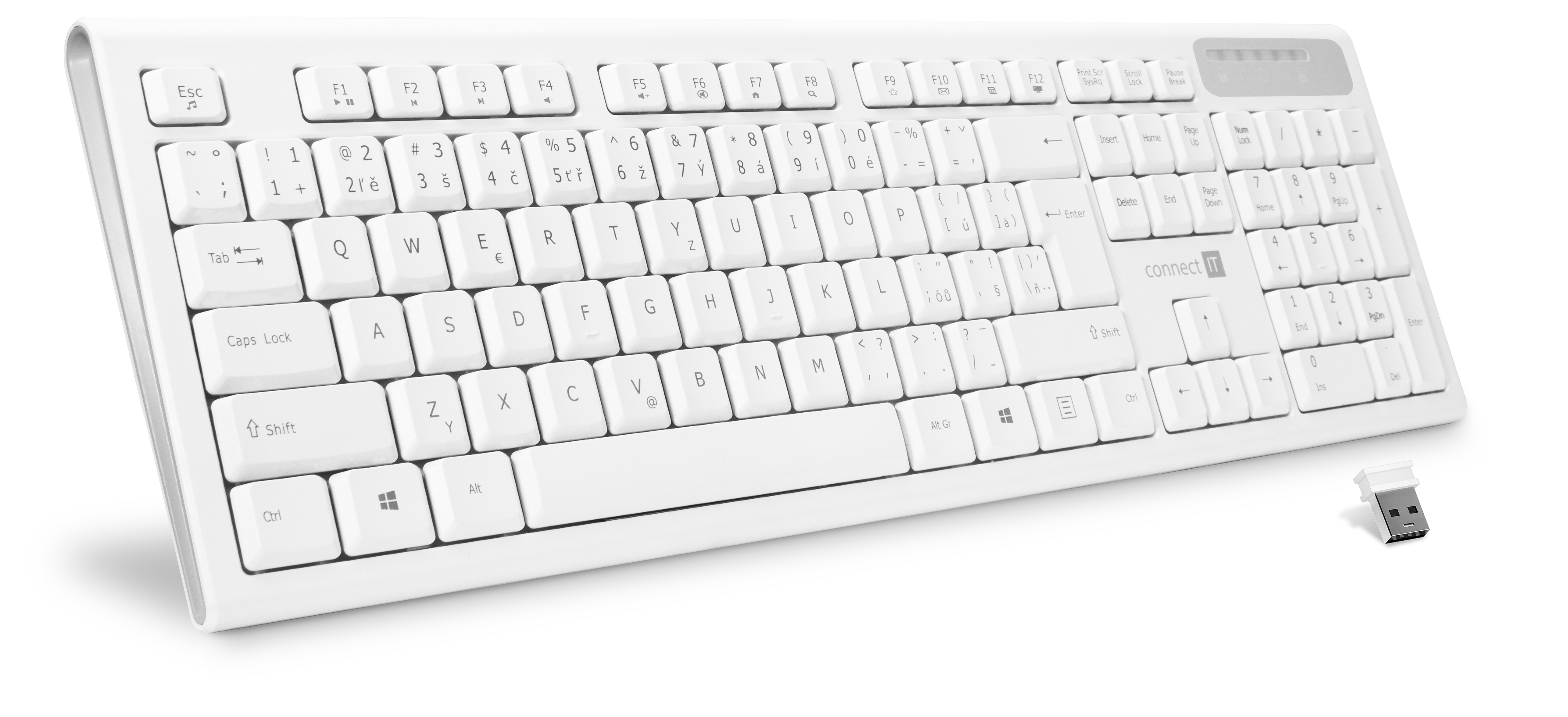 CONNECT IT Multimediální bezdrátová klávesnice, (+2x AAA baterie zdarma), CZ + SK verze - Bílá