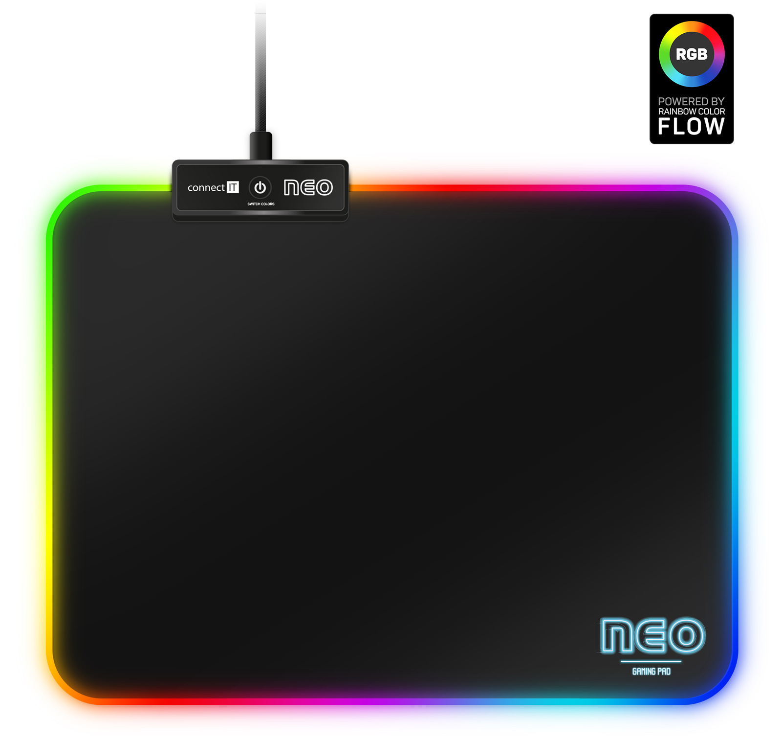 CONNECT IT NEO RGB podsvícená podložka pod myš, vel. S (320 × 245 mm) - Černá