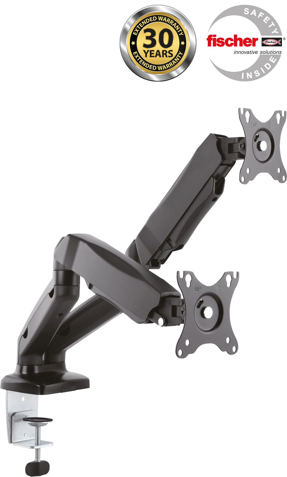 CONNECT IT TwinArm Premium stolní držák na 2 monitory, záruka 30 let - Černá