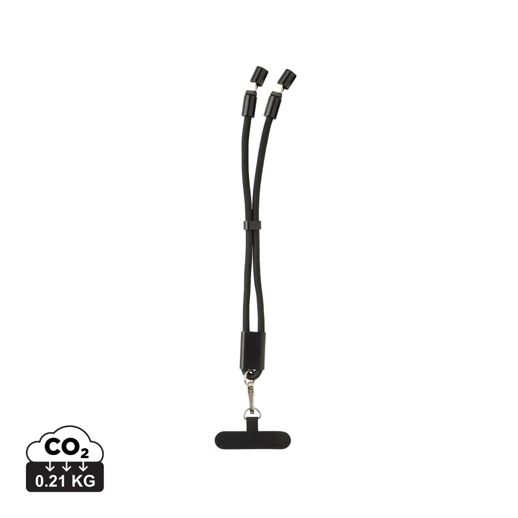 Nastavitelný telef. popruh na zápěstí LoopAmp 60W z RCS RPET Černá