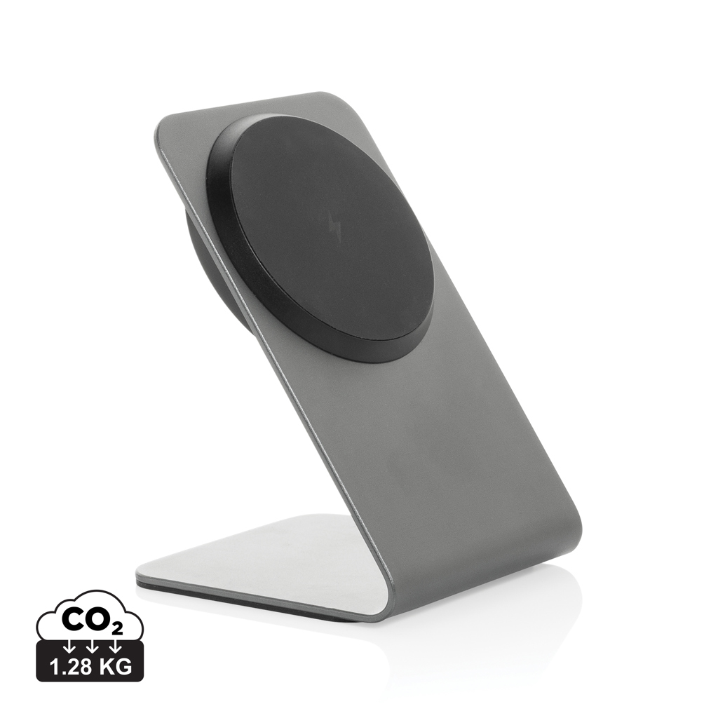 Magnetický bezdrátový stojánek 15W Terra z RCS rec. hliníku Šedá
