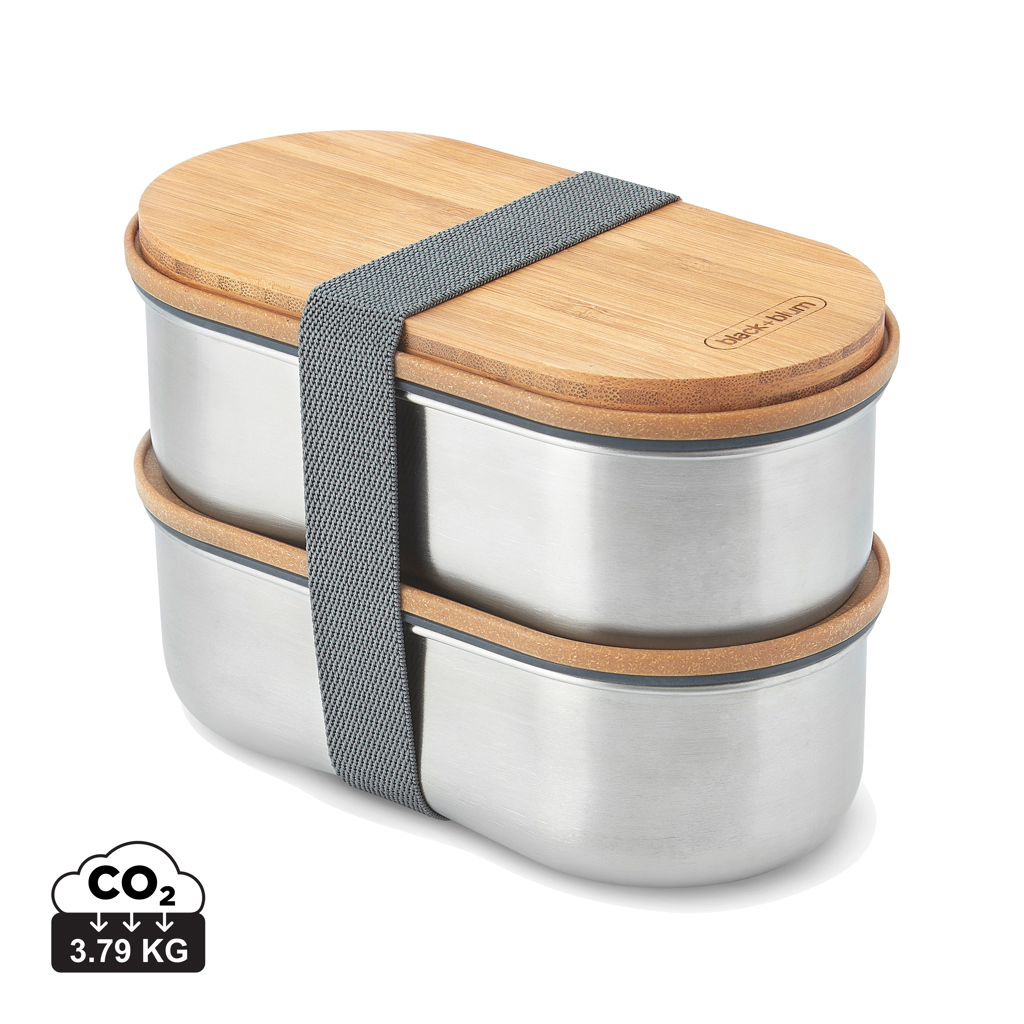 Nerezový dvojitý Bento box Black+Blum Šedá