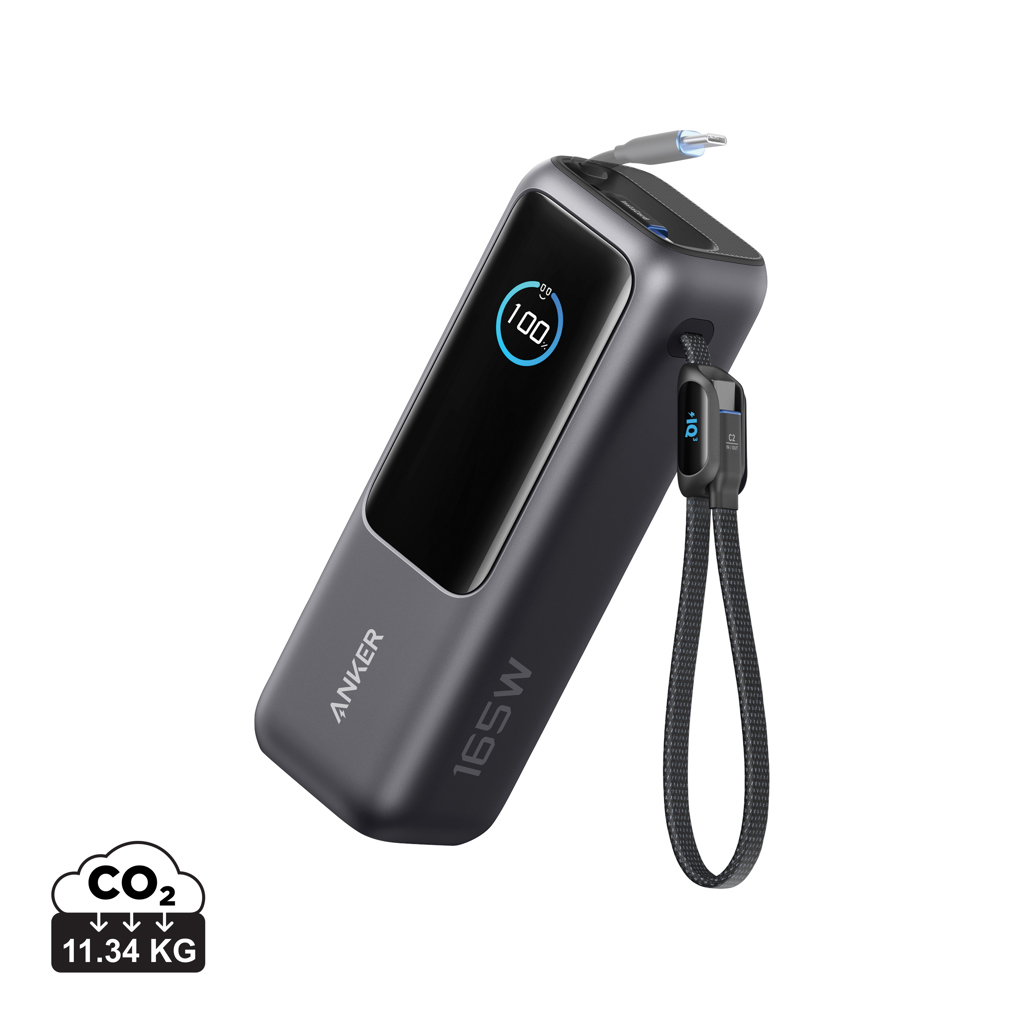 Powerbanka Anker 25 000 mA 165 W s vysouvacím kabelem Šedá, Černá