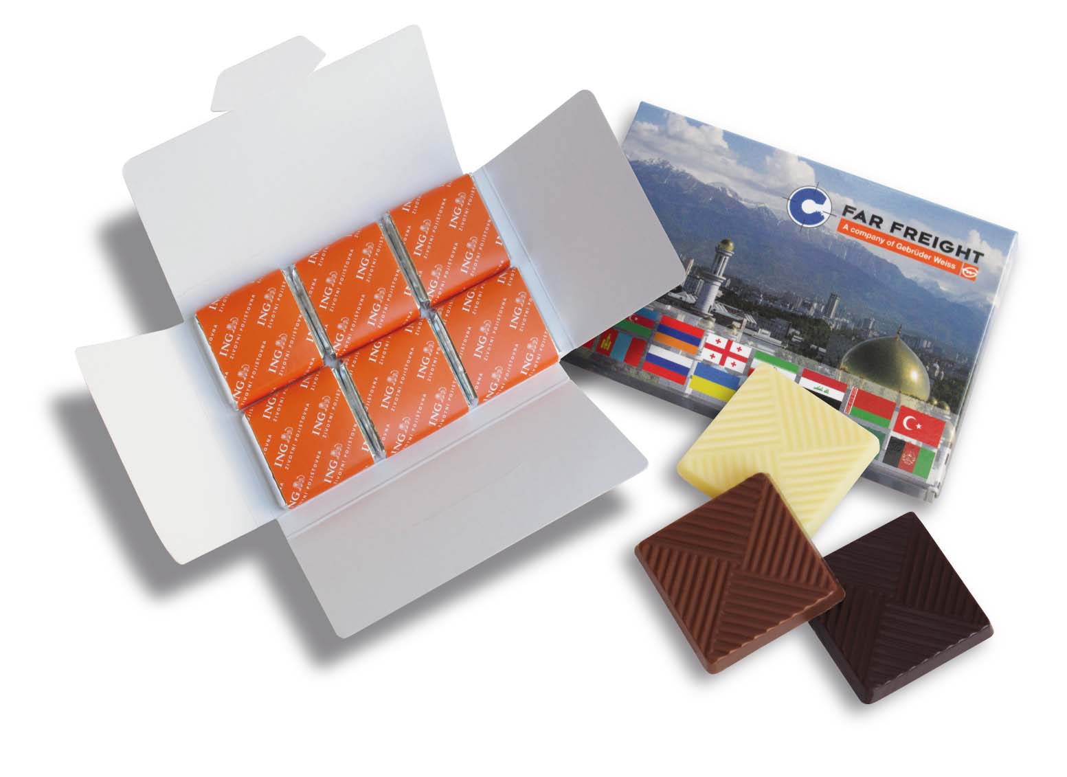 Čokoládová sada s reklamním potiskem, 6x5 g