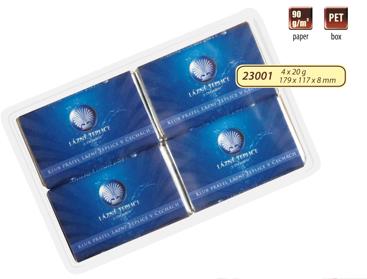 Čokoládová sada s reklamním potiskem, 4x20 g