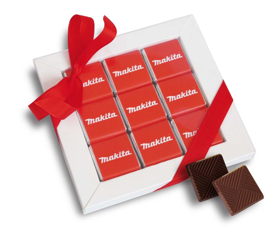 Reklamní čokoládová sada v papírové krabičce s plastovým víčkem, 18x5 g - stejný potisk