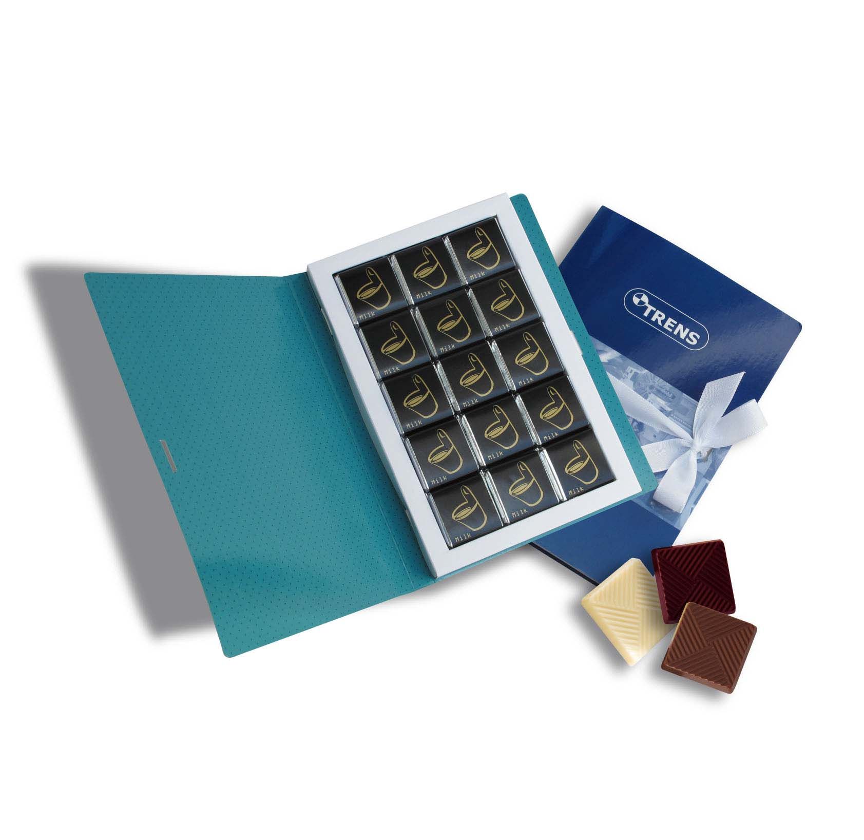 Čokoládová kniha s reklamním potiskem, 30x5 g - stejný potisk