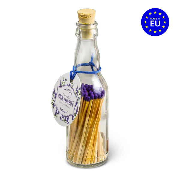 Dlouhé zápalky ve skleněné lahvičce - vícebarevná