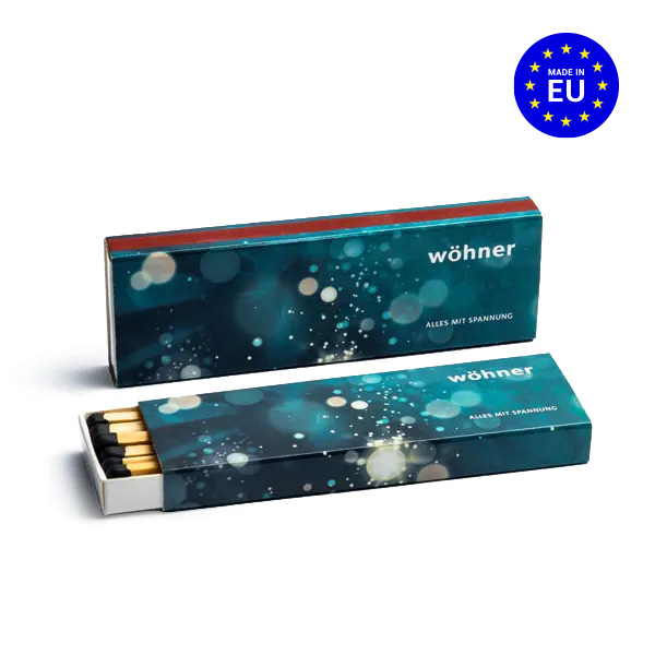 Dlouhé zápalky v nízké úzké papírové krabičce - vícebarevná