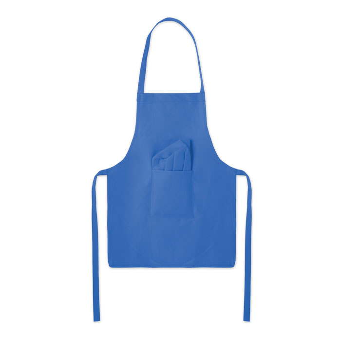 Dětská kuchařská čepice a zástěra KID CHEF - královská modř