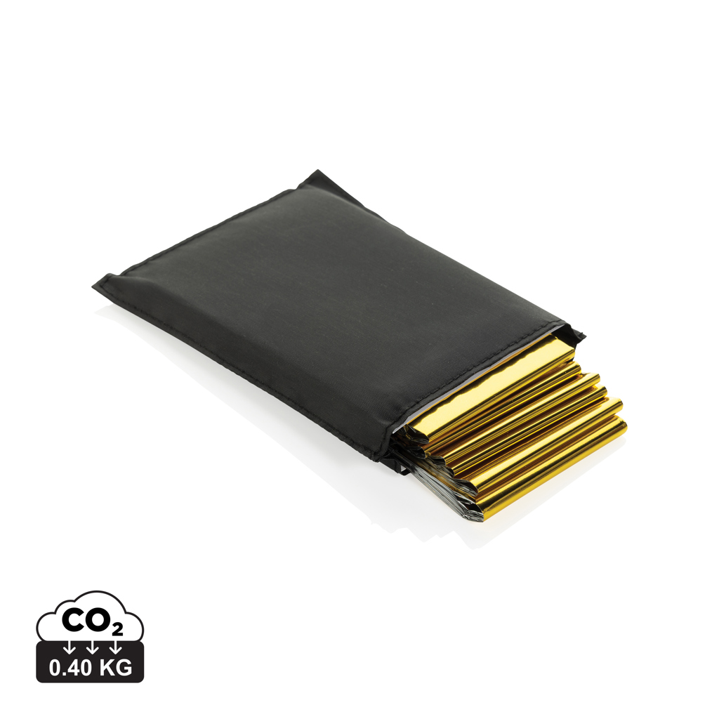 Záchranná deka Solra v sáčku z recykl. RPET materiálu Černá