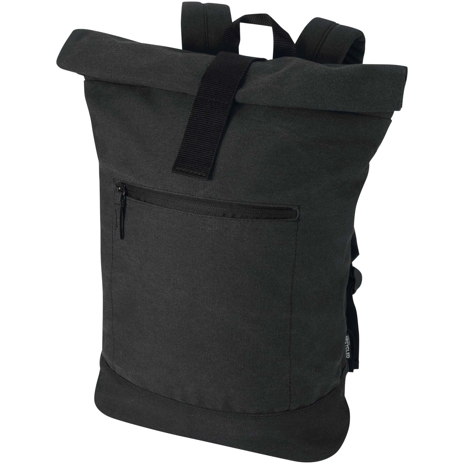 Rolovací batoh na 14palcový notebook Recanvas z recyklovaného GRS, 16 l, Solid black