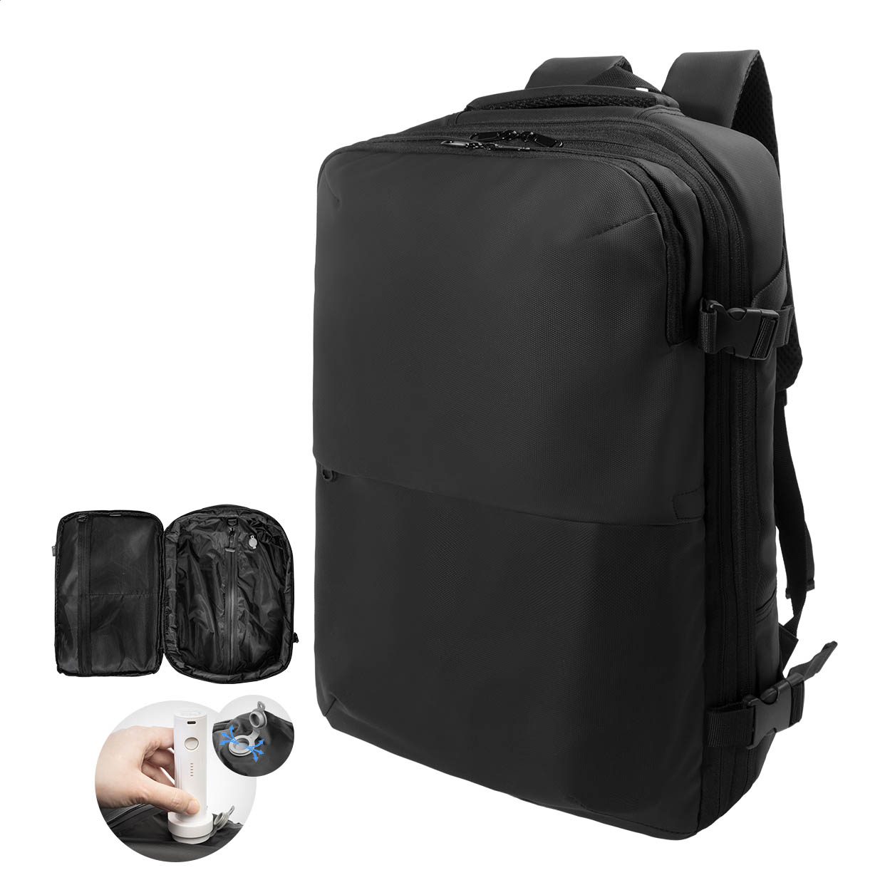 AeroBack vakuový kompresní batoh Černá