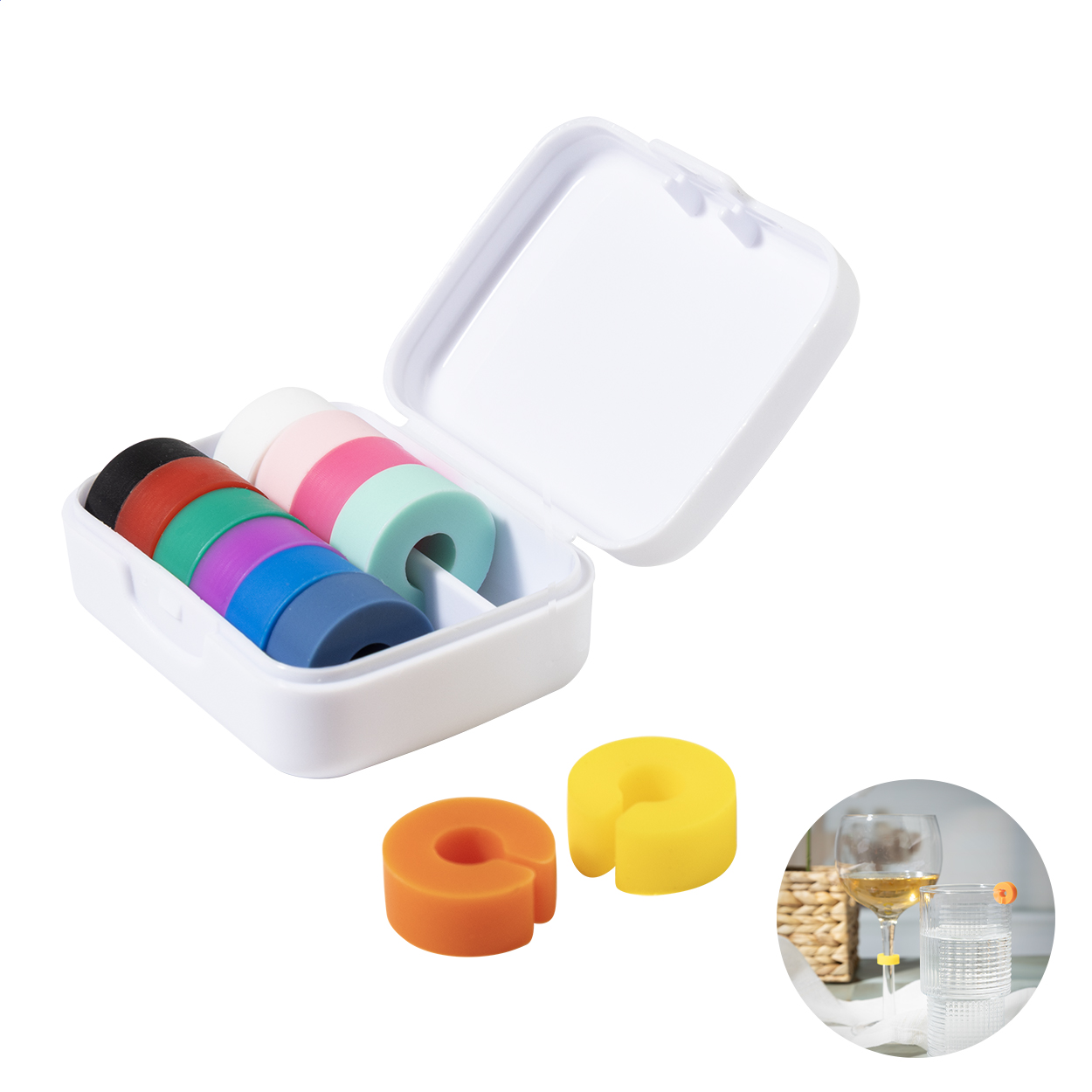 Cupperty sada rozlišovačů na skleničky Bílá