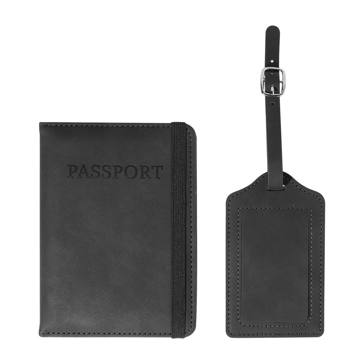 TwinPass obal na pas a visačka na kufr z RPU Černá