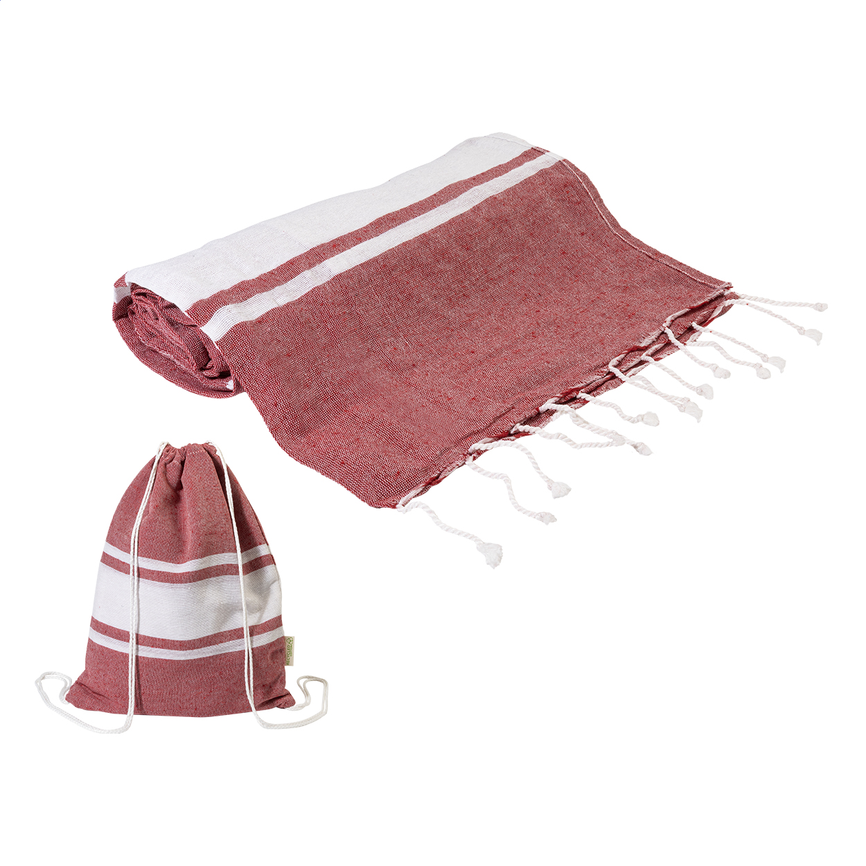 Tortuga plážový ručník z recyklované bavlny a taška se stahovací šňůrkou Červená